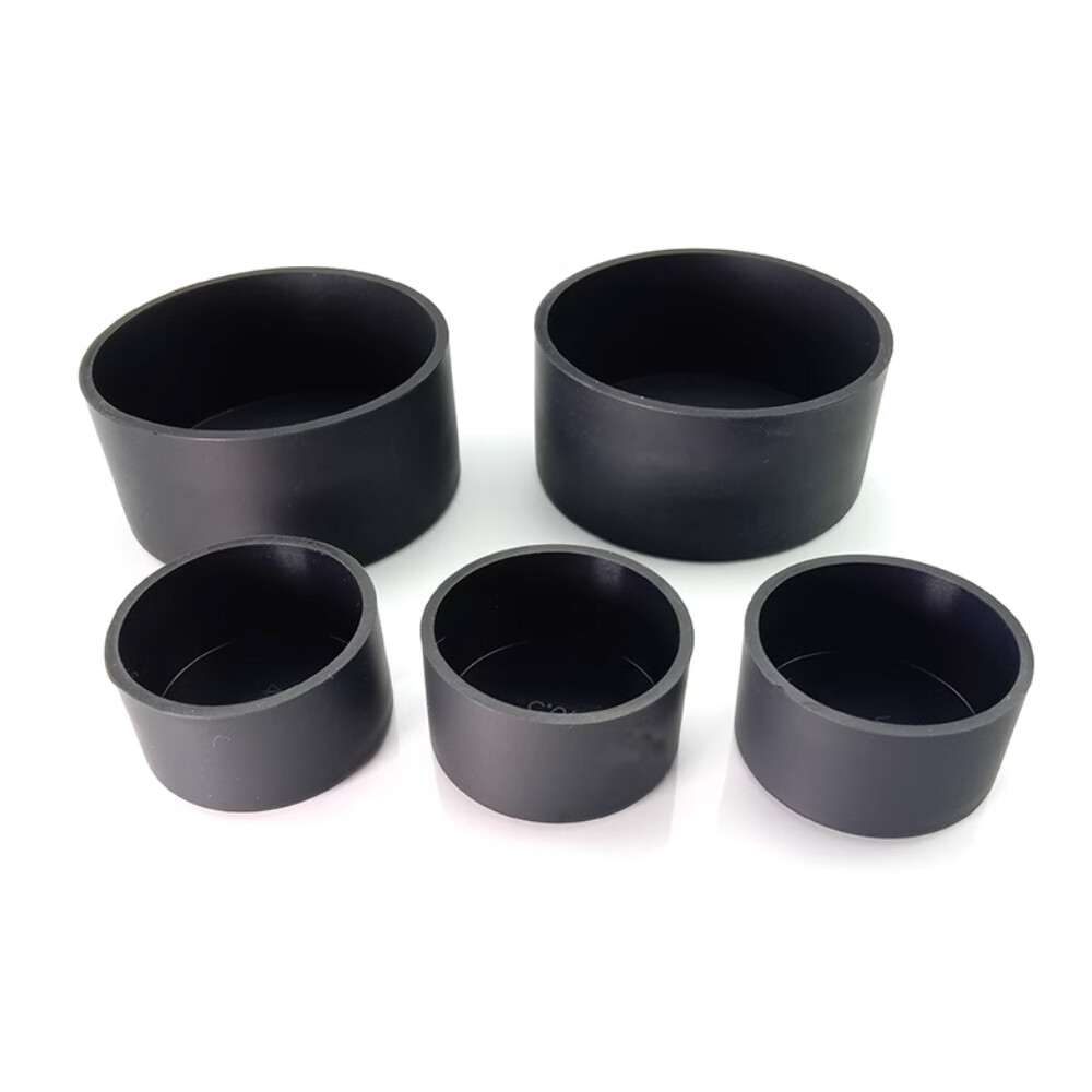 Black Silicone Rubber Round Tube End Caps Cover Blanking Stopper Floor Protector