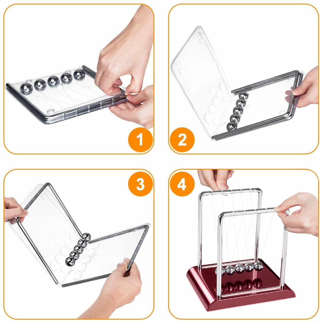 Newtons Cradle Office Desk Toy Gravity Balance Balls 5.3″X 4.5″X 5.5″ Medium