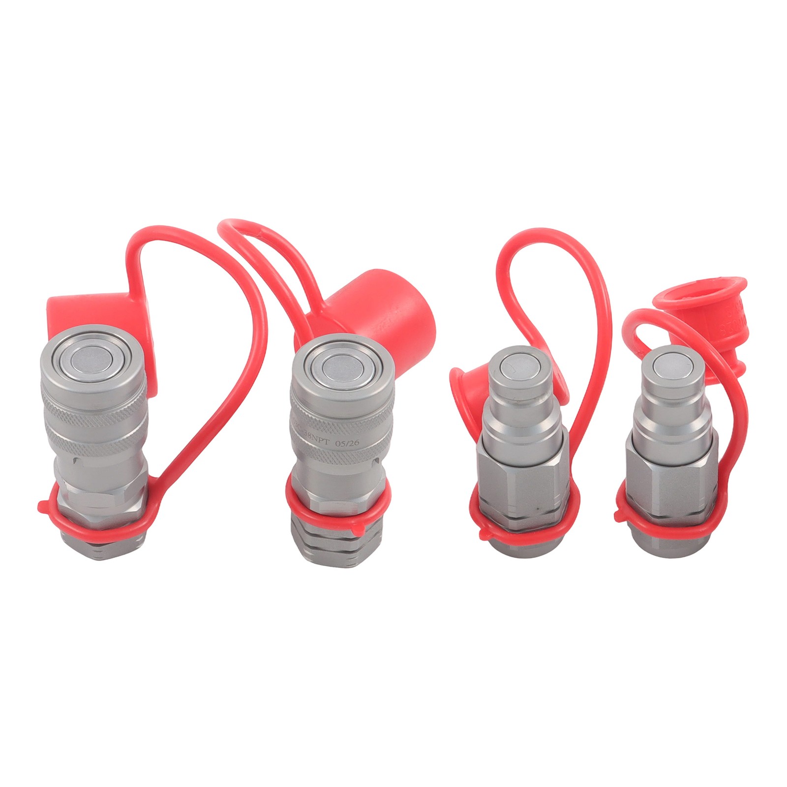 2 Pcs 3/8″ Flat Face Hydraulic Quick Disconnect Coupling Set 3/8″ NPT Thread