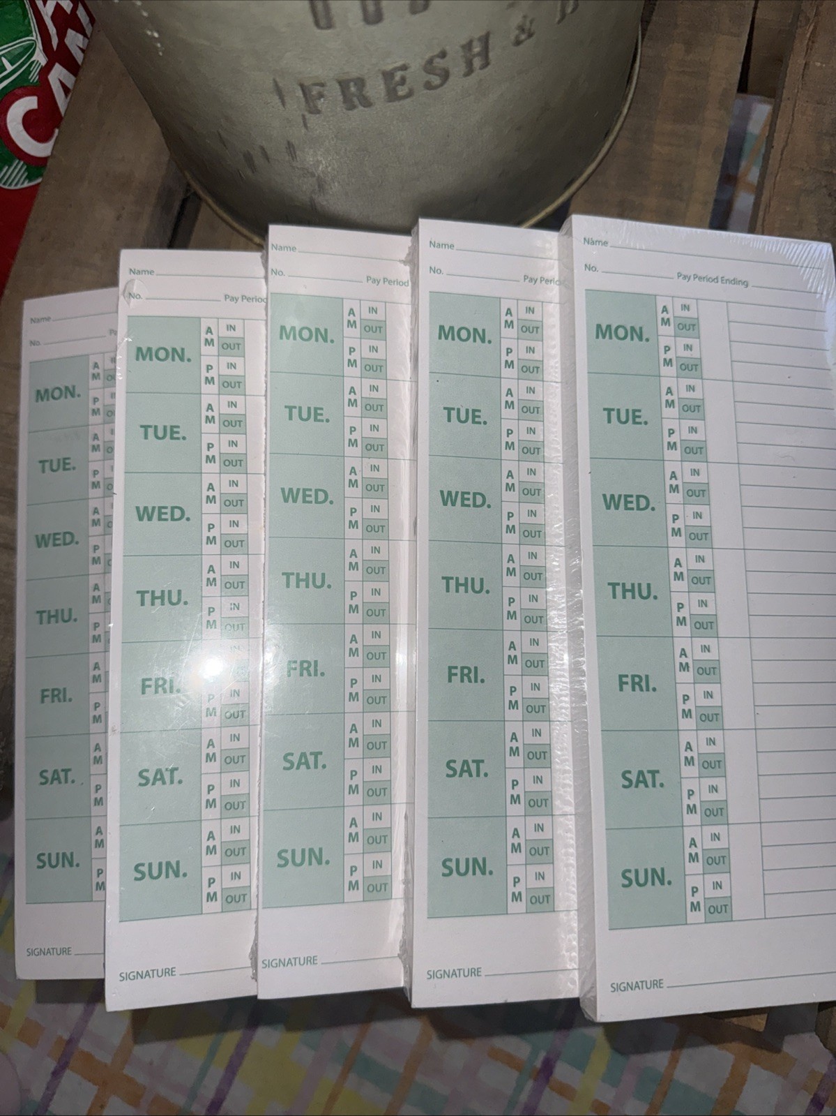 Lot 5-50 Count Weekly JOT Time Clock Cards Timecard Employee Payroll 3.38 X 8.87