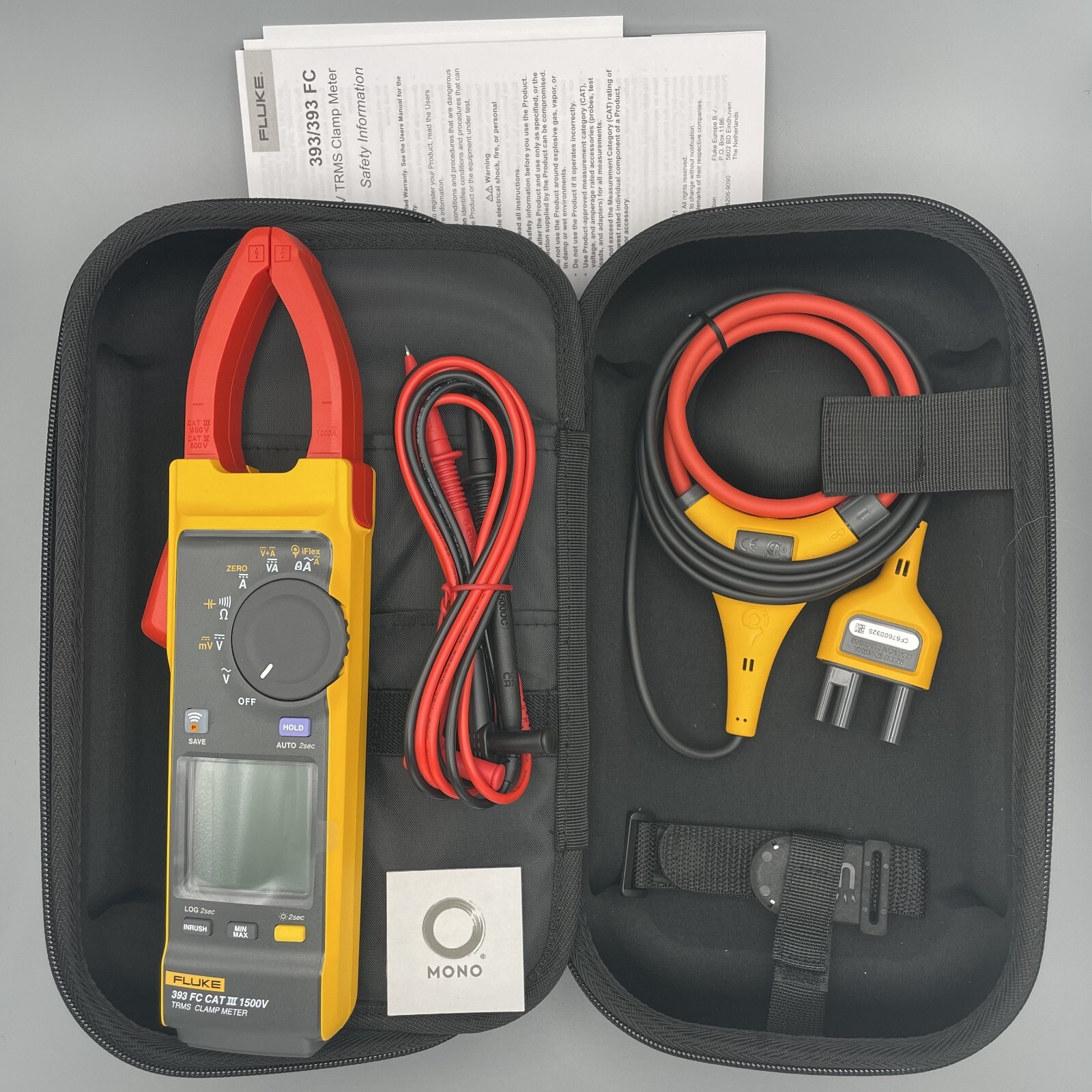 Fluke 393 FC True-RMS Clamp Meter – 1500V CAT III, Compact, IP54 Rated NEW