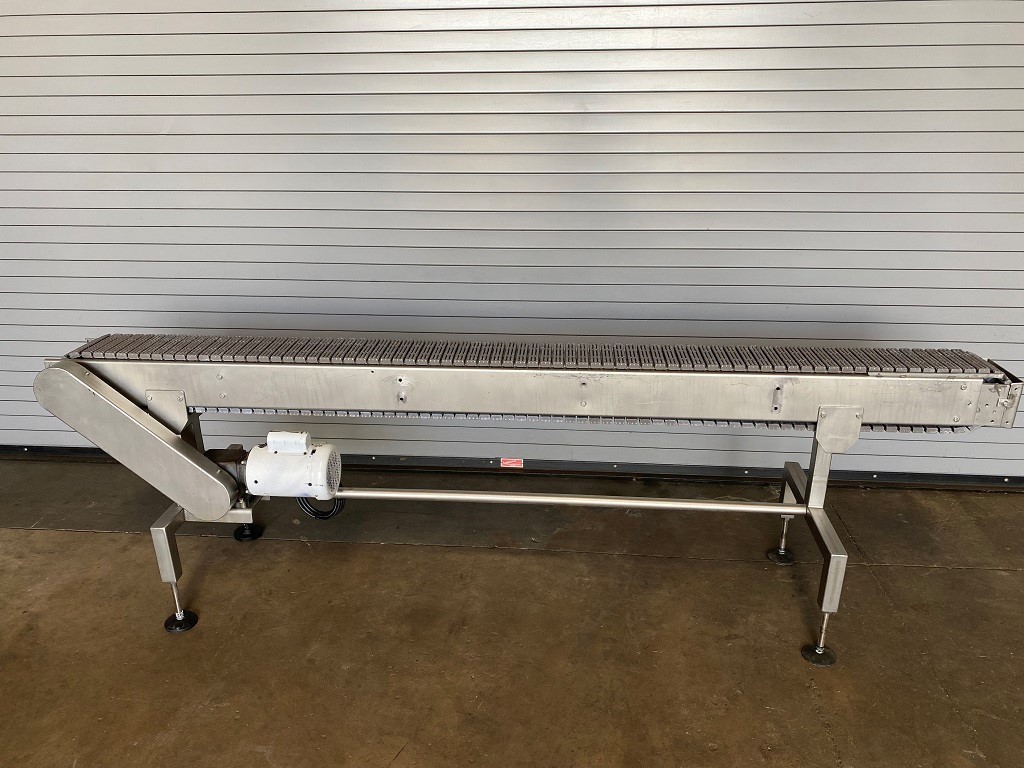 7.5″ x 10′ L Stainless Bottle Conveyor with Plastic Belt, Bottling, Conveying