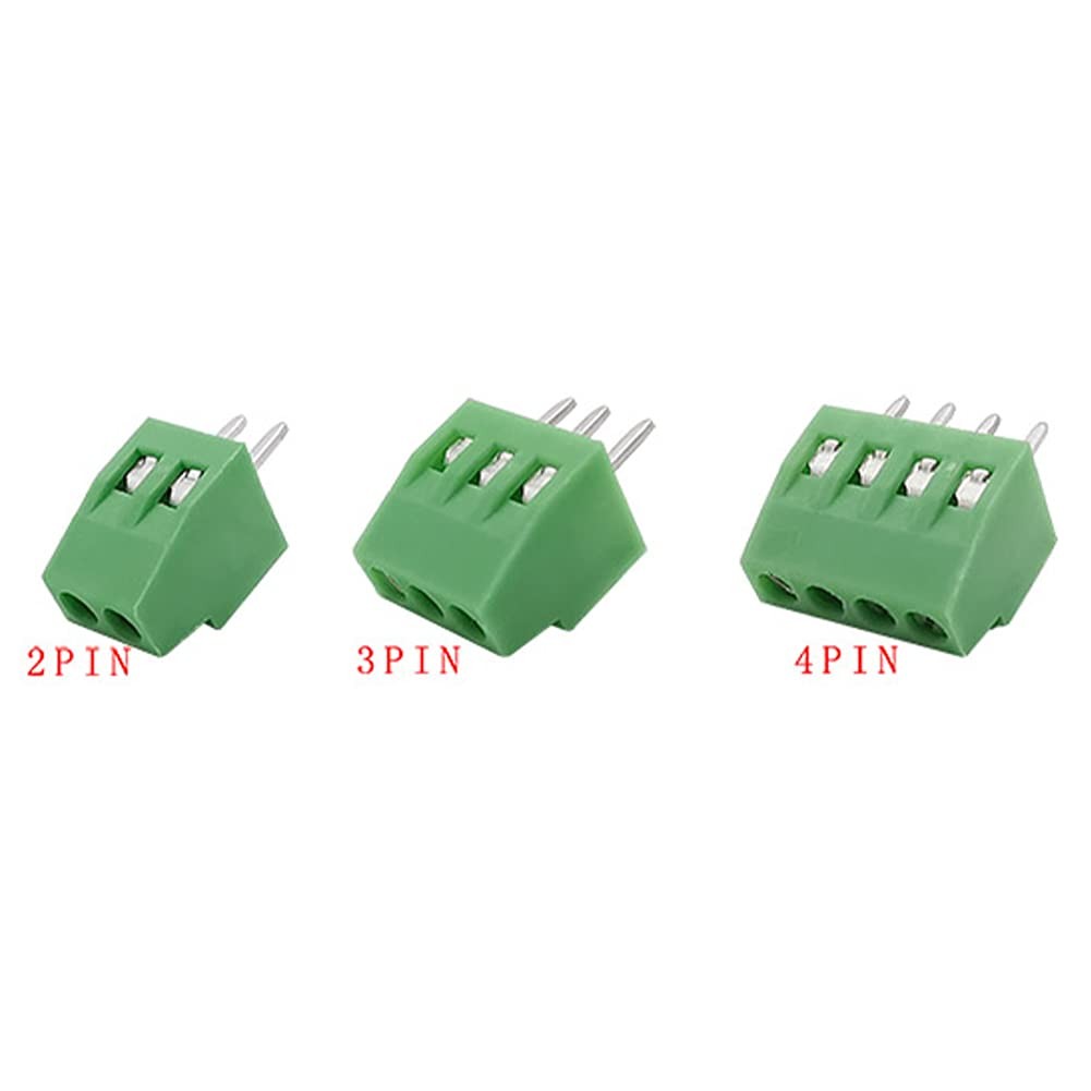 50PCS 2.54mm 0.1″ Pitch PCB Mount Screw Terminal Block Connector, 2P 3P 4P Te