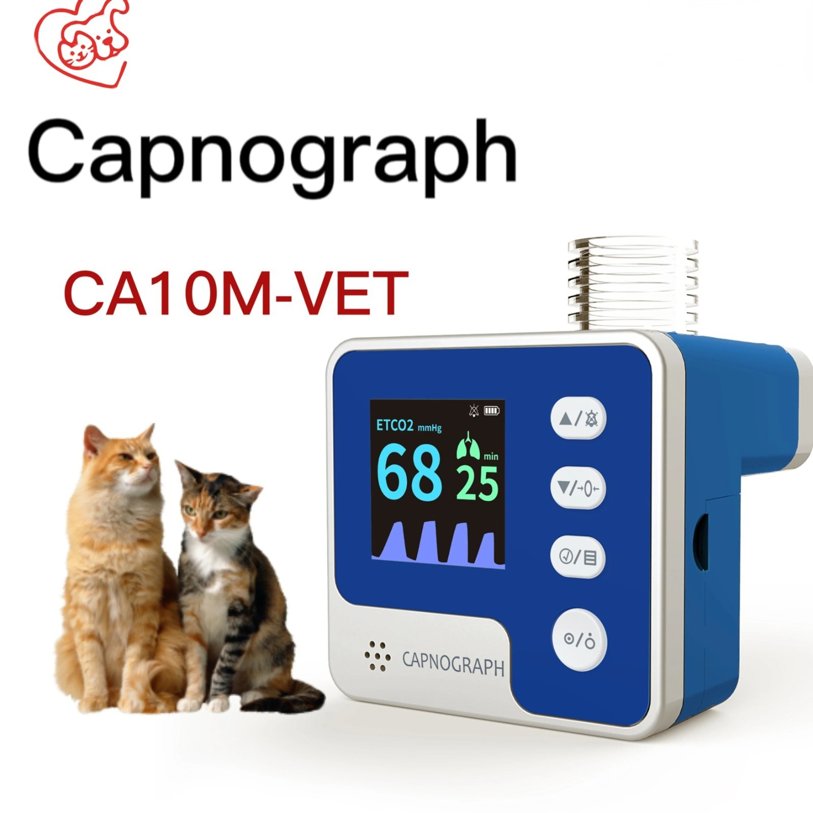CA10M Mainstream End-tidal Capnograph ETCO2 Respiration Alarm Monitor Vet use