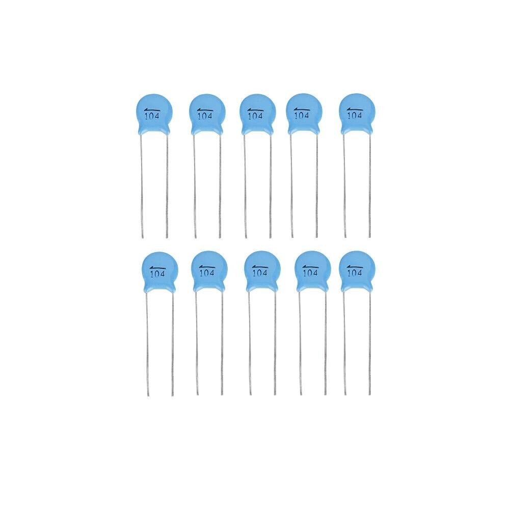 0.1uF (100nF) 500V Ceramic Disc Capacitors – Pack of 10/25/50/100