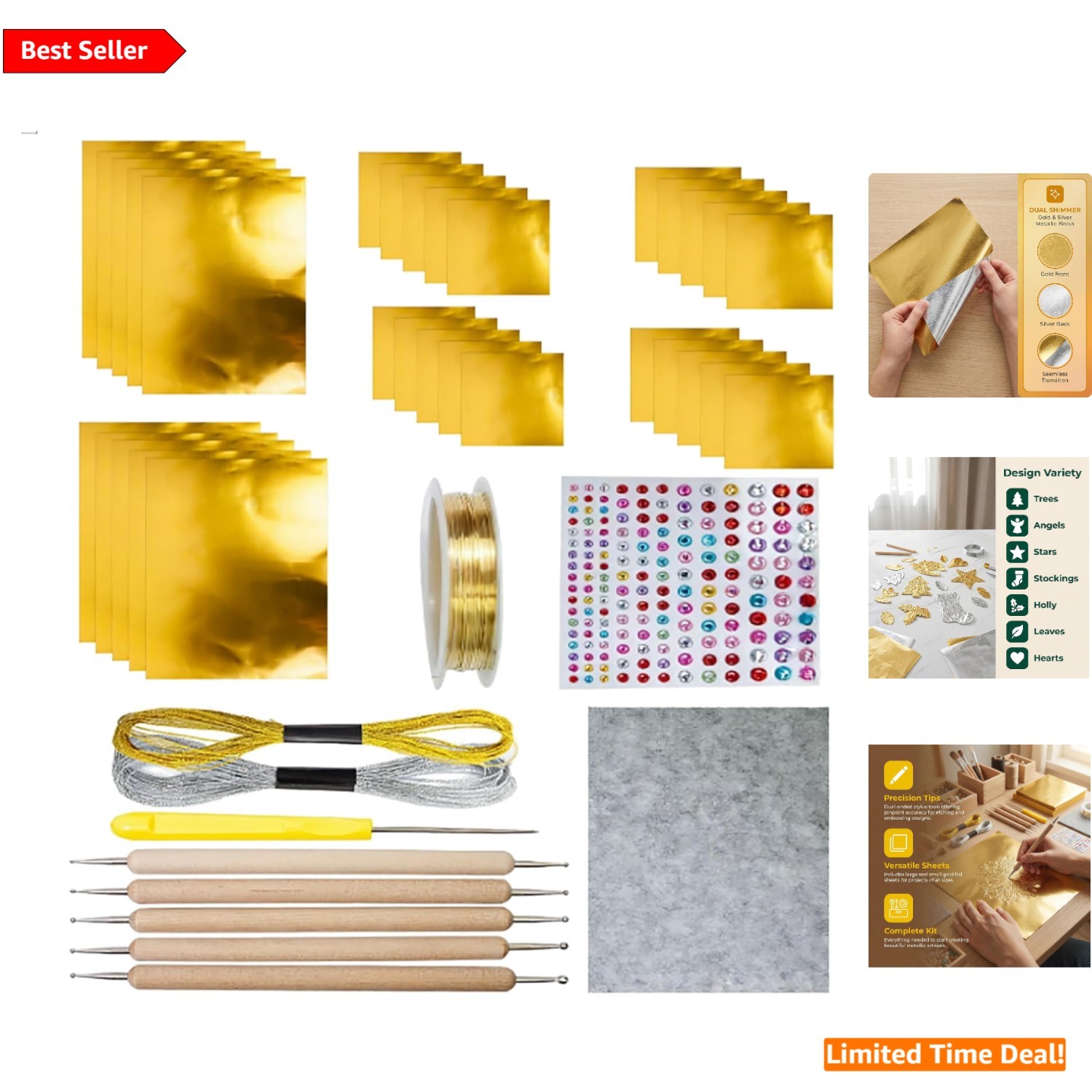 Metal Embossing Foil Sheets Kit – 30 Sheets for Artistic Decorations & Gifting