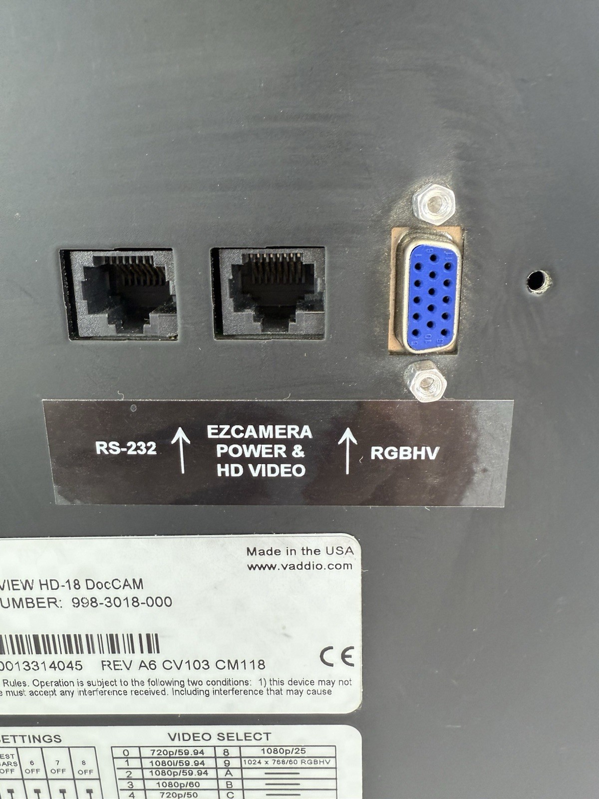 Vaddio CeilingVIEW HD-18 DocCAM 998-3018-000