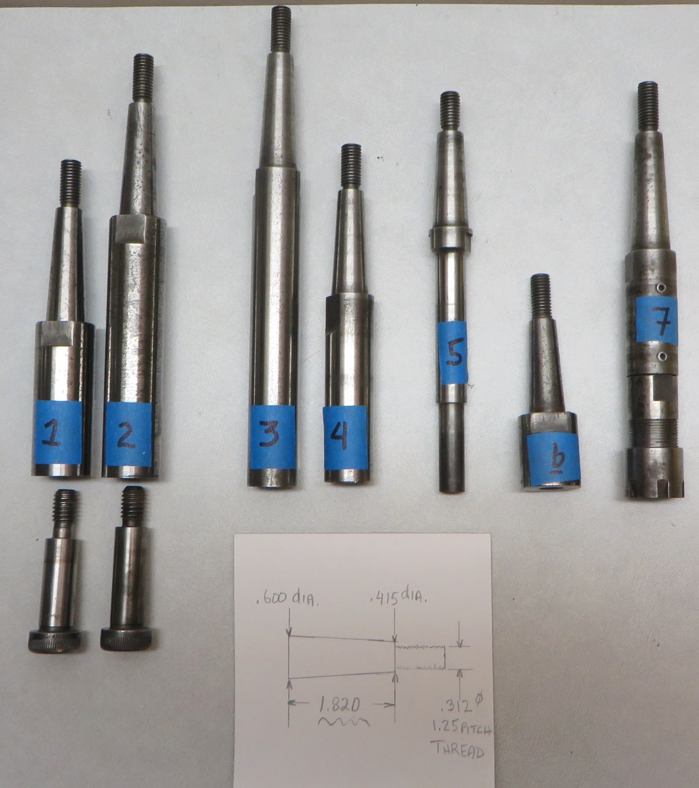 O.D. / I. D. GRINDER ARBORS (7 USED ARBORS) BEING SOLD AS IS. UNKNOW MANUFACTURE