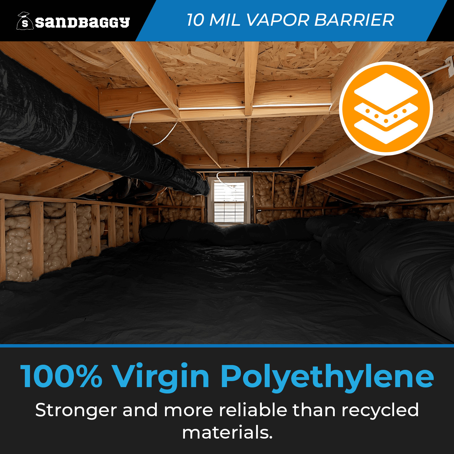 10 Mil Black Vapor Barrier – Polyethylene Visqueen (USA Made) – Sandbaggy
