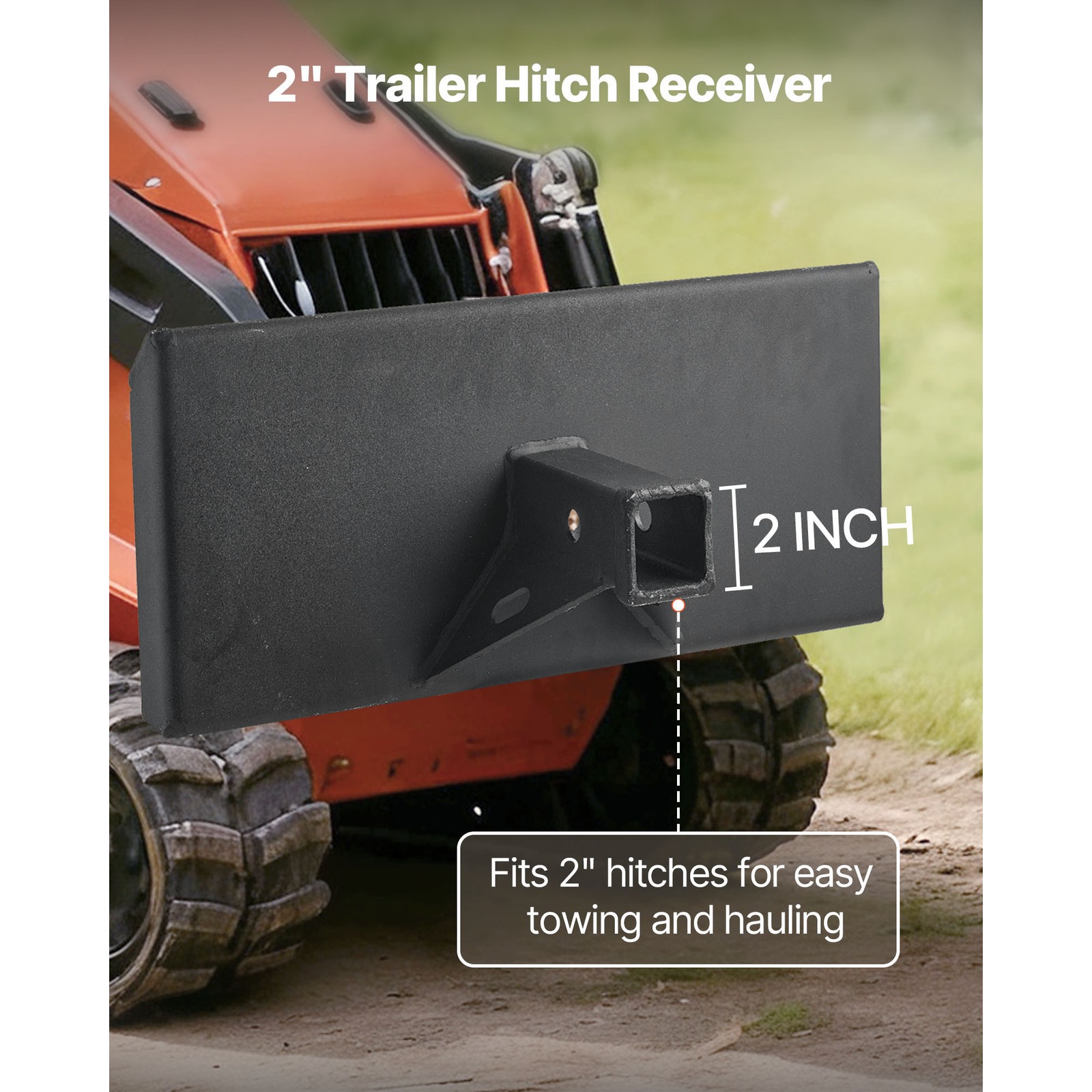 Uimoso 1/4″ Skid Steer Mount Plate 2″ Receiver Loader Hitch Mini Quick Tach 24″