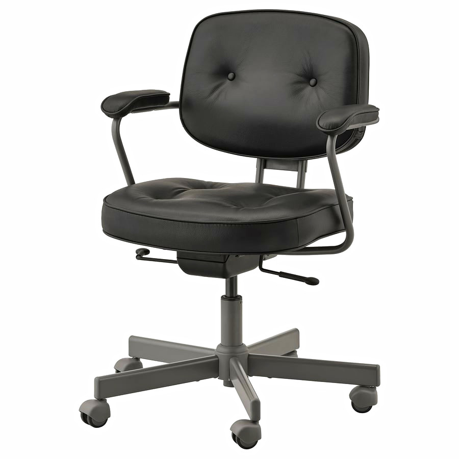 IKEA ALEFJÄLL Black Office/Desk Chair with Armrests Rolling Swivel
