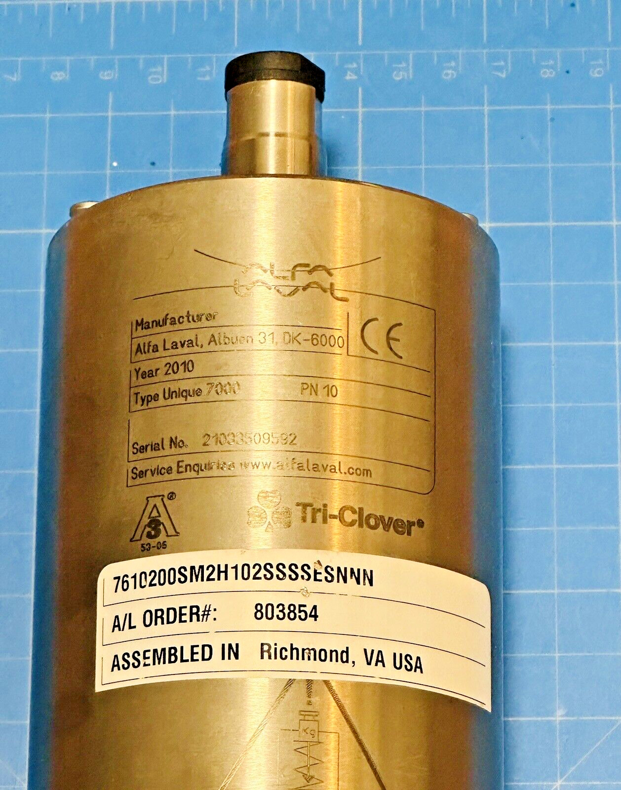 Tri Clover Alfa Laval 7000 1 1/2” SS Sanitary Divert Valve 7610200SM2H102SSSSESN