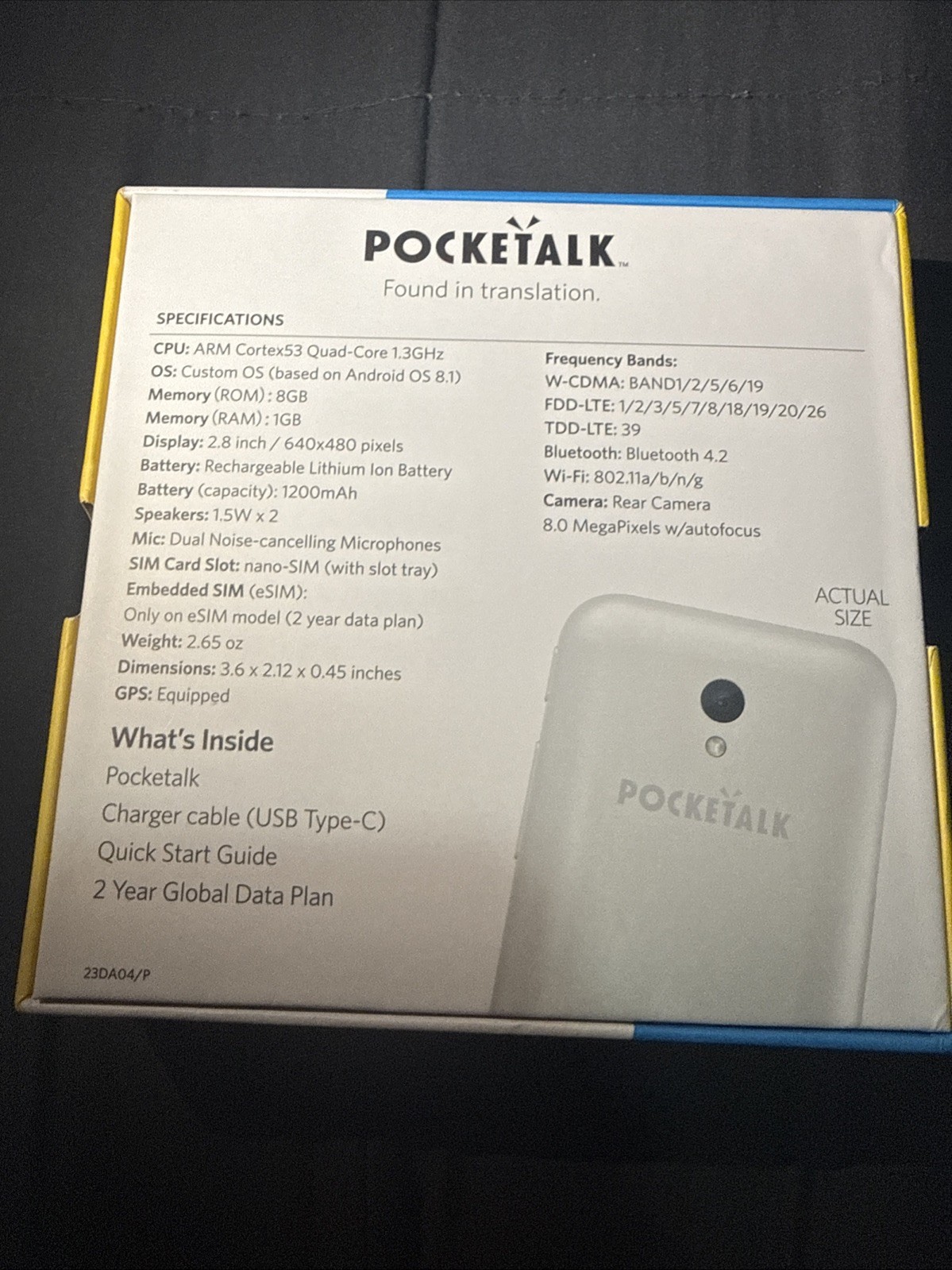 NEW POCKETALK S Translation Device, Global 2-Year SIM (Black)