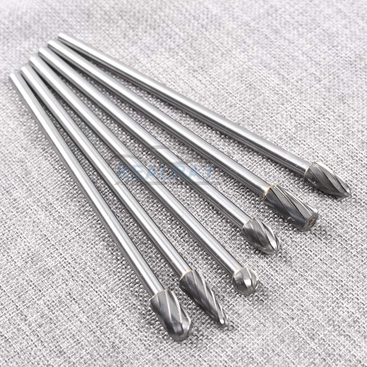 10mm Rotary Aluminum Cut Burr 6mm 1/4″ Shank 150mm Long Reach Carbide Burs 6pcs