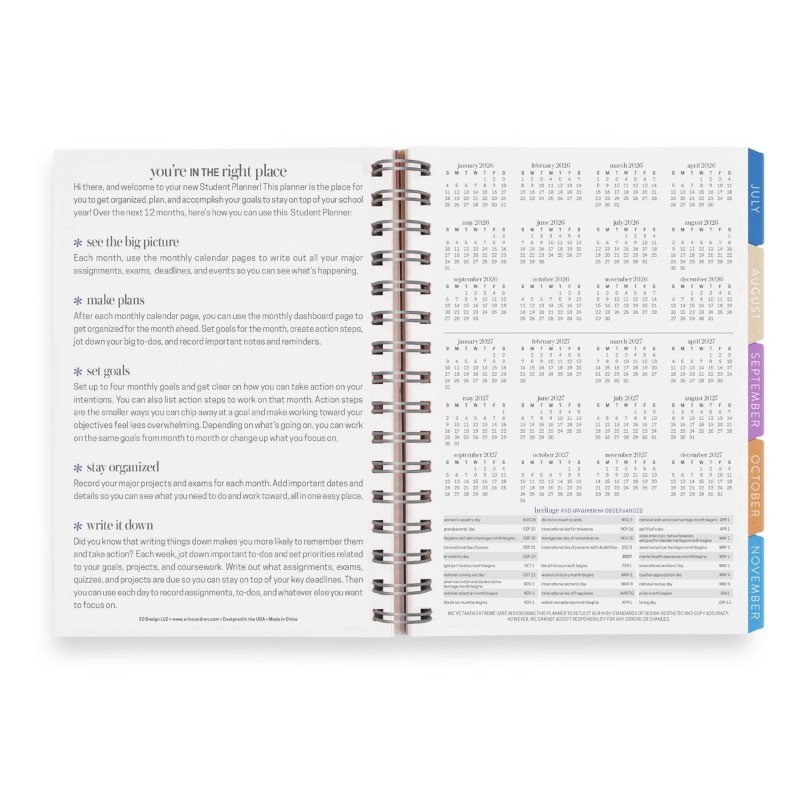 Inspired by Erin Condren 5.875″x8.25″ 2026-2027 Student Planner A5 Strawberries