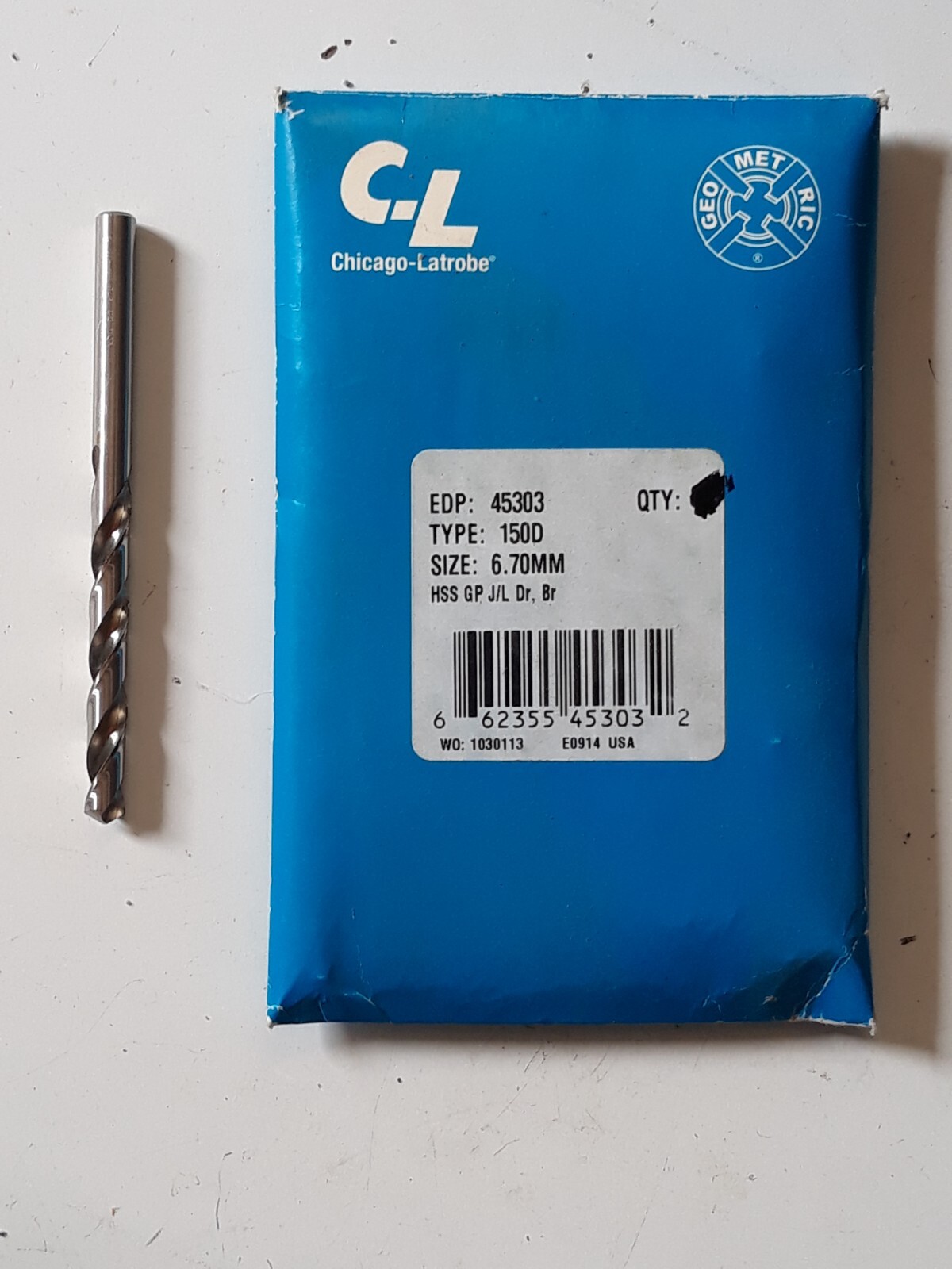 CHICAGO-LATROBE 45303 Jobber Drill Bit: 6.70 mm , 63mm Flute ,101mm oal