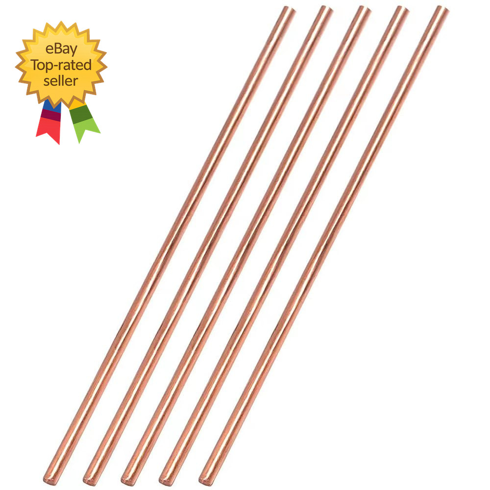 5PCS Pure Copper round Rod Length 15.7 Dia 1/8 for Grounding Gardening and Craf