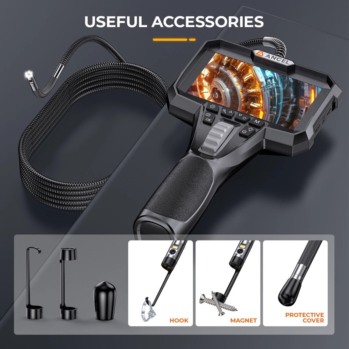 Ancel AN302 Bidirectional Articulated Endoscope 32GB Card 6.5MM Snake Camera