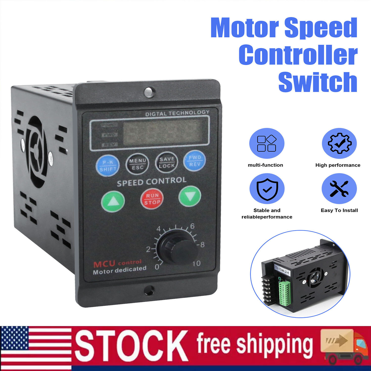 Single To 3 Phase 750W 1HP 220V Variable Frequency Drive Inverter VFD VSD 1-99HZ