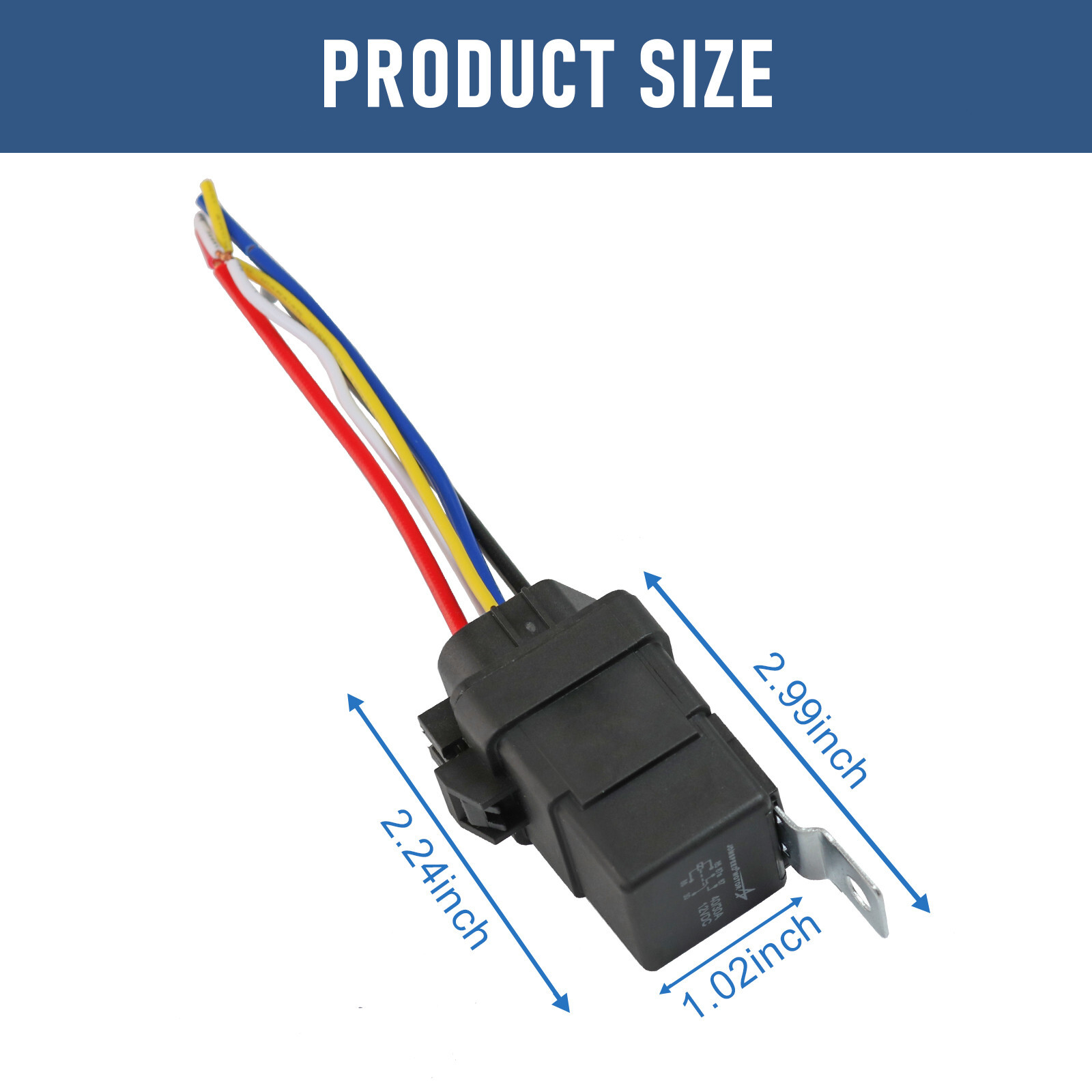 Waterproof 5 Pin 12V 40 Amp Relay & Socket W/ 5″ 12 Gauge Wire Pigtail Harness