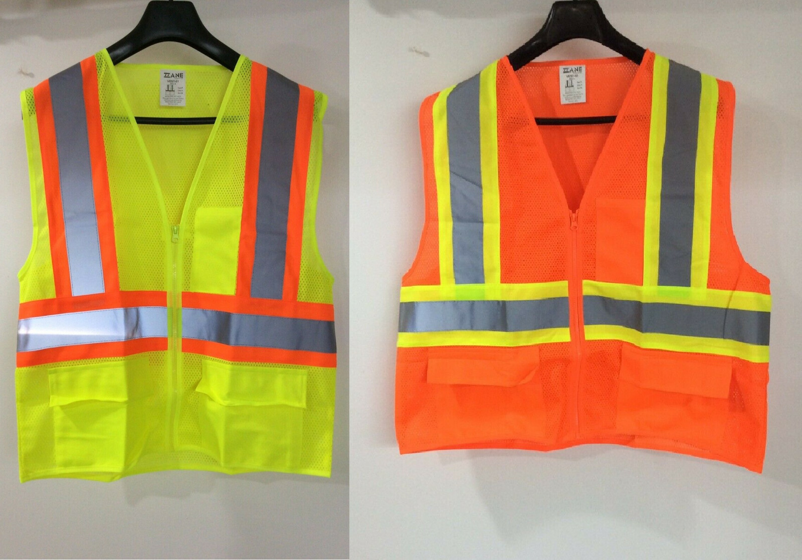 Hi-Vis Yellow Orange Safety Vest Reflective High Visibility Work Construction