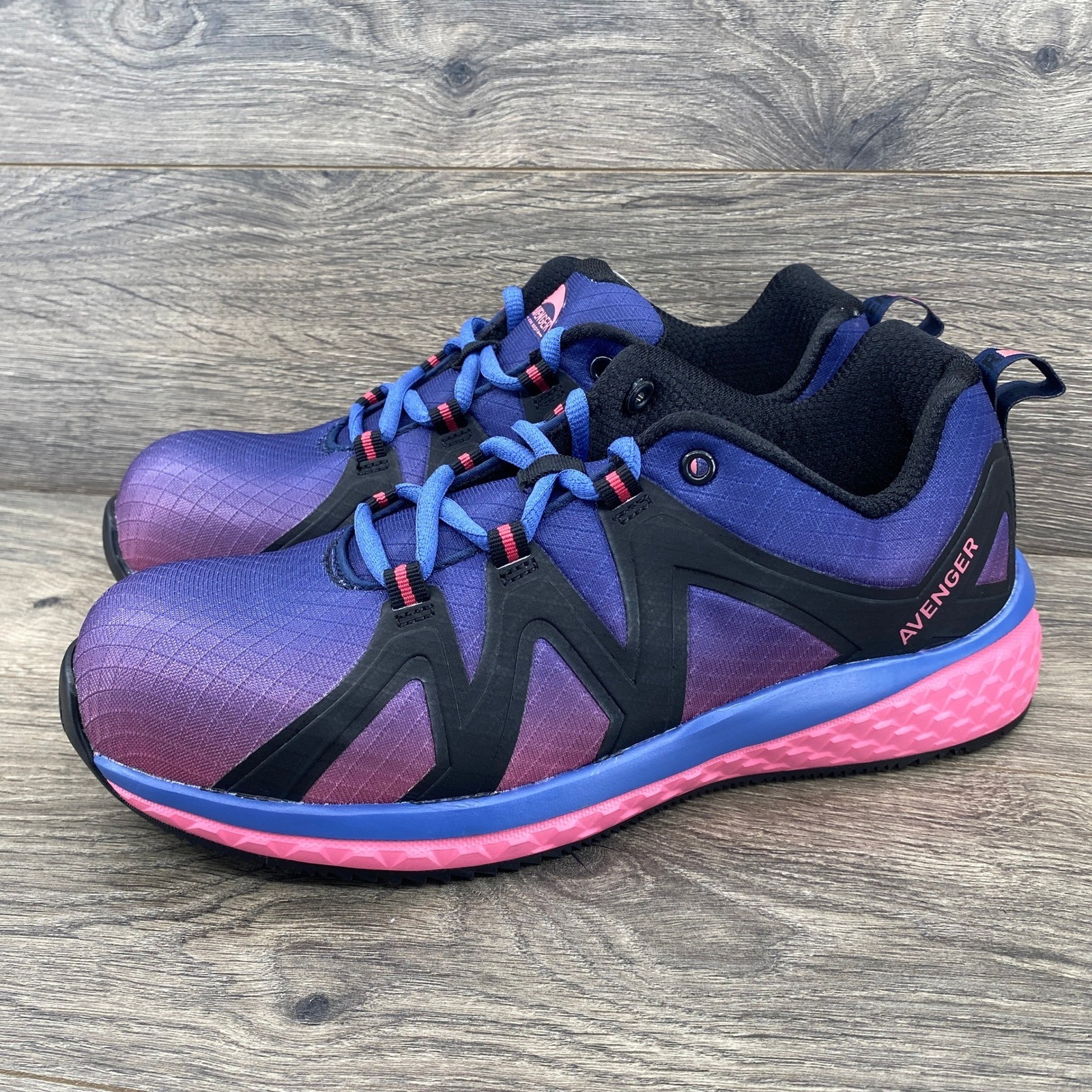 Avenger North Haven Work Shoes Womens 9.5 Wide Purple Pink Composite Safety Toe