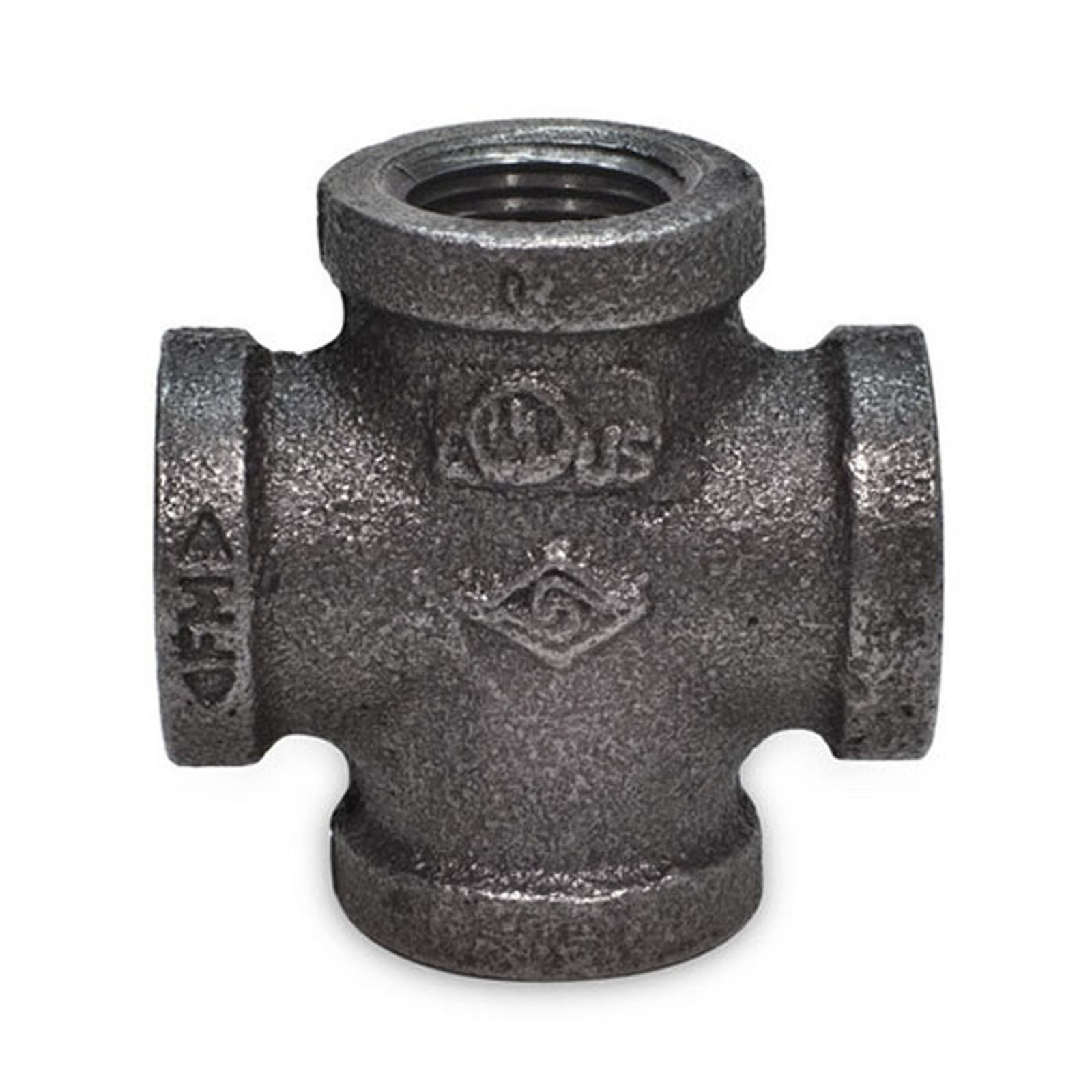 1/4″ BLACK MALLEABLE IRON CROSS 4-way TEE fitting pipe npt