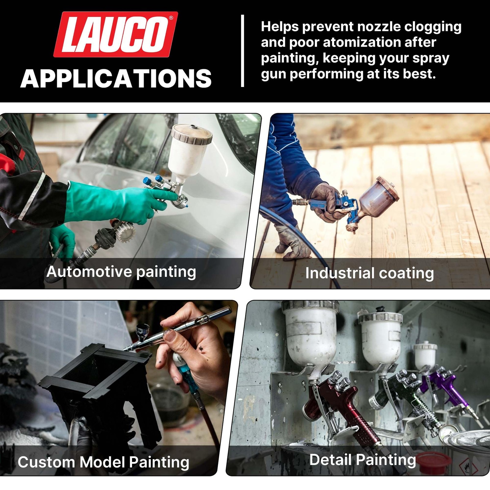 LAUCO Spray Gun Cleaner 14 oz, Pack of 1, High-Performance Paint Gun Cleaner