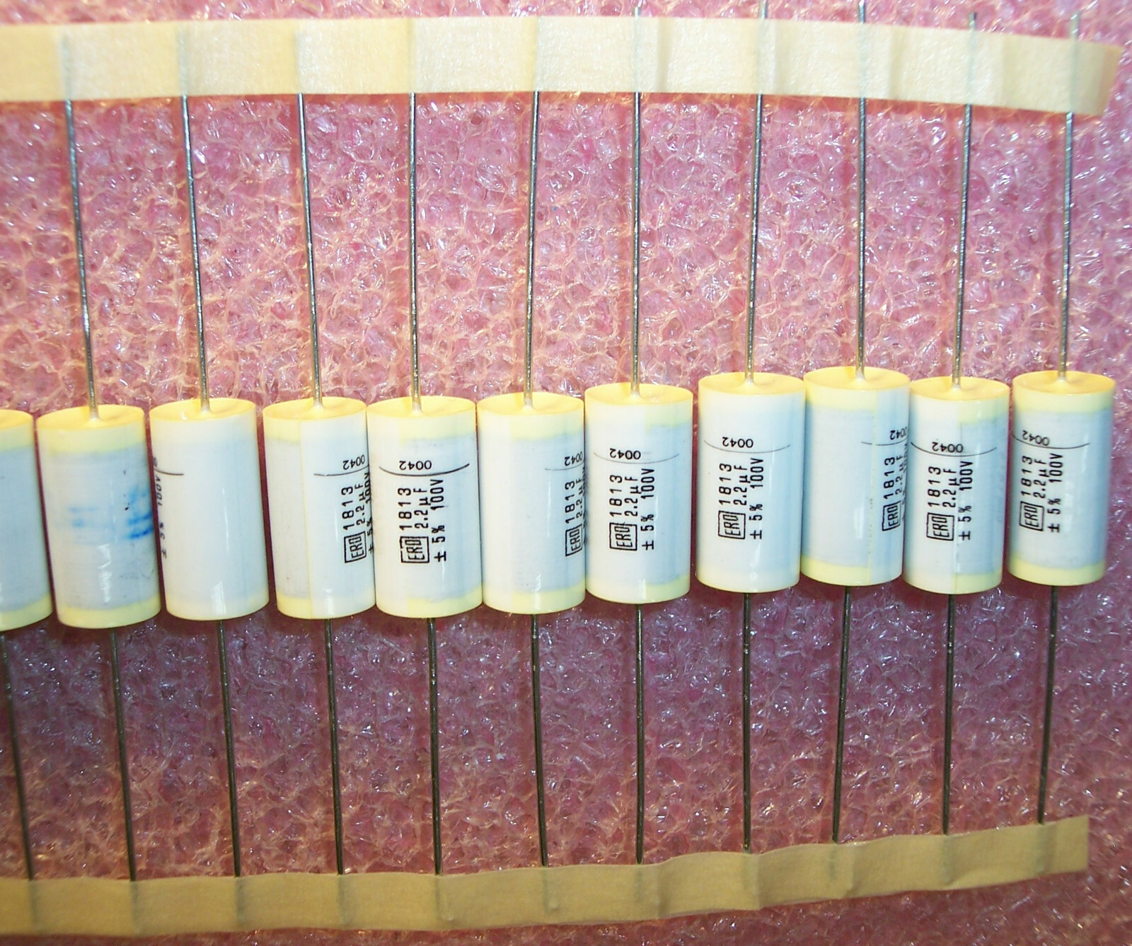 QTY (50) 2.2uf 100V 5% AXIAL METALLIZED POLYESTER CAPACITORS MKT1813-522/014-3