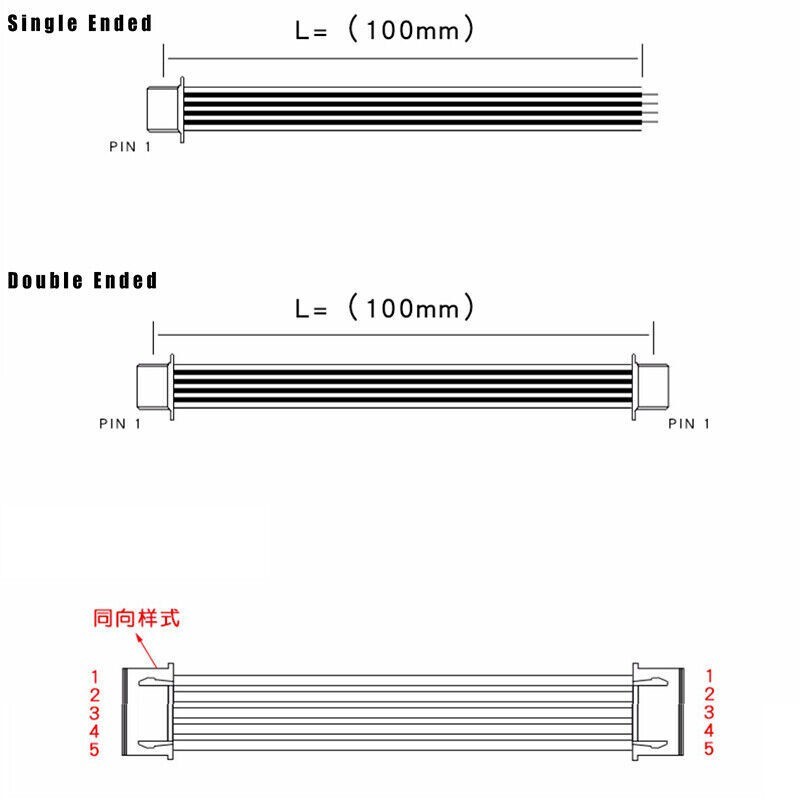 Lot JST ZH1.5mm 2-10Pin Cable Wire, Straight Pin Header Connector, Single Ended