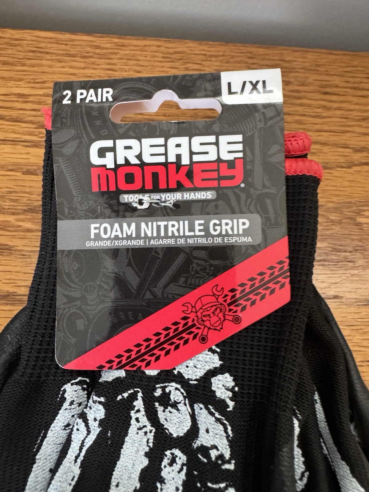 Grease Monkey Foam Nitrile Grip Work Gloves L/XL 2 Pair Protective