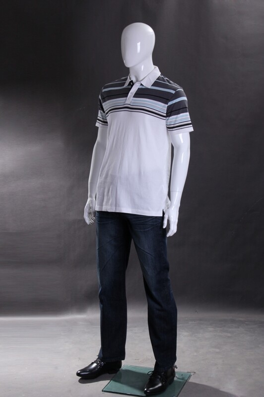 Male Adult Full Body Egg Head Fiberglass Mannequin with Square Glass Base