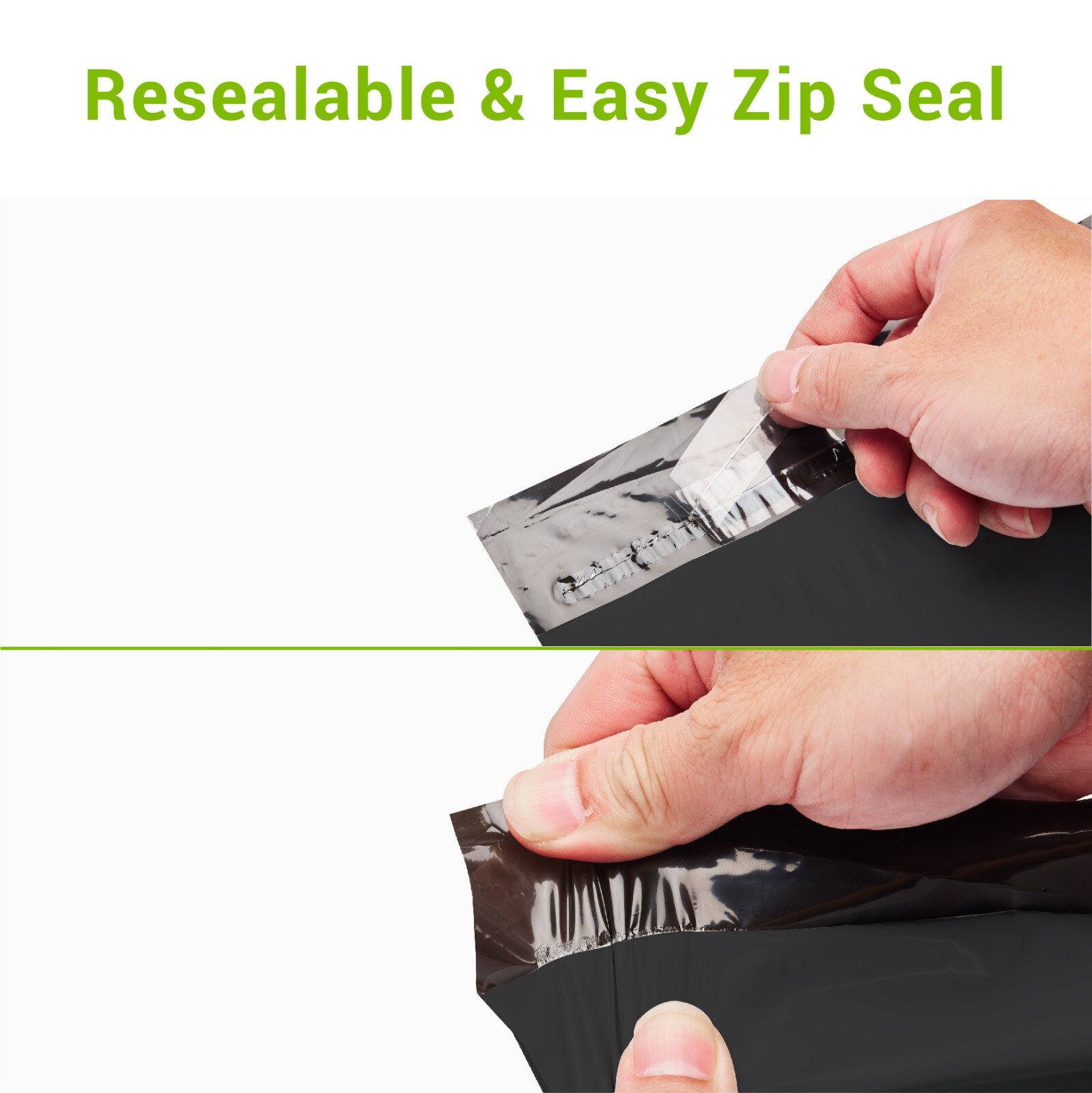 50-150 12×15.5 in Black Poly Mailers with Handle Thank You Shopping Bags