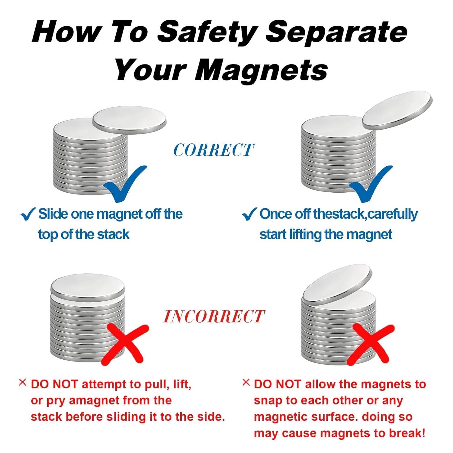 4 Pack Powerful 1.26″ Neodymium Magnets with Double-Sided Adhesive for Crafts