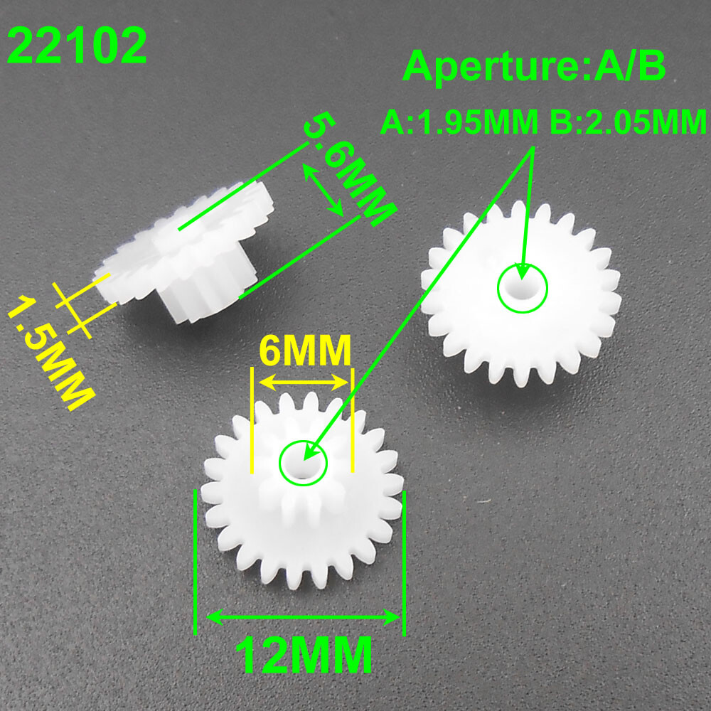 500X 0.5M Double Gear Reduction Bilayer 22 Teeth 10 Teeth Hole 2MM 2.05MM 22102B
