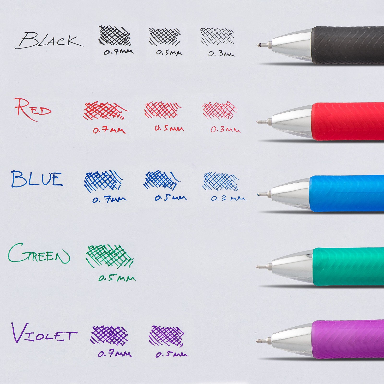 Pentel EnerGel RTX Retractable Liquid Gel Pen 3 Count (Pack of 1), Violet