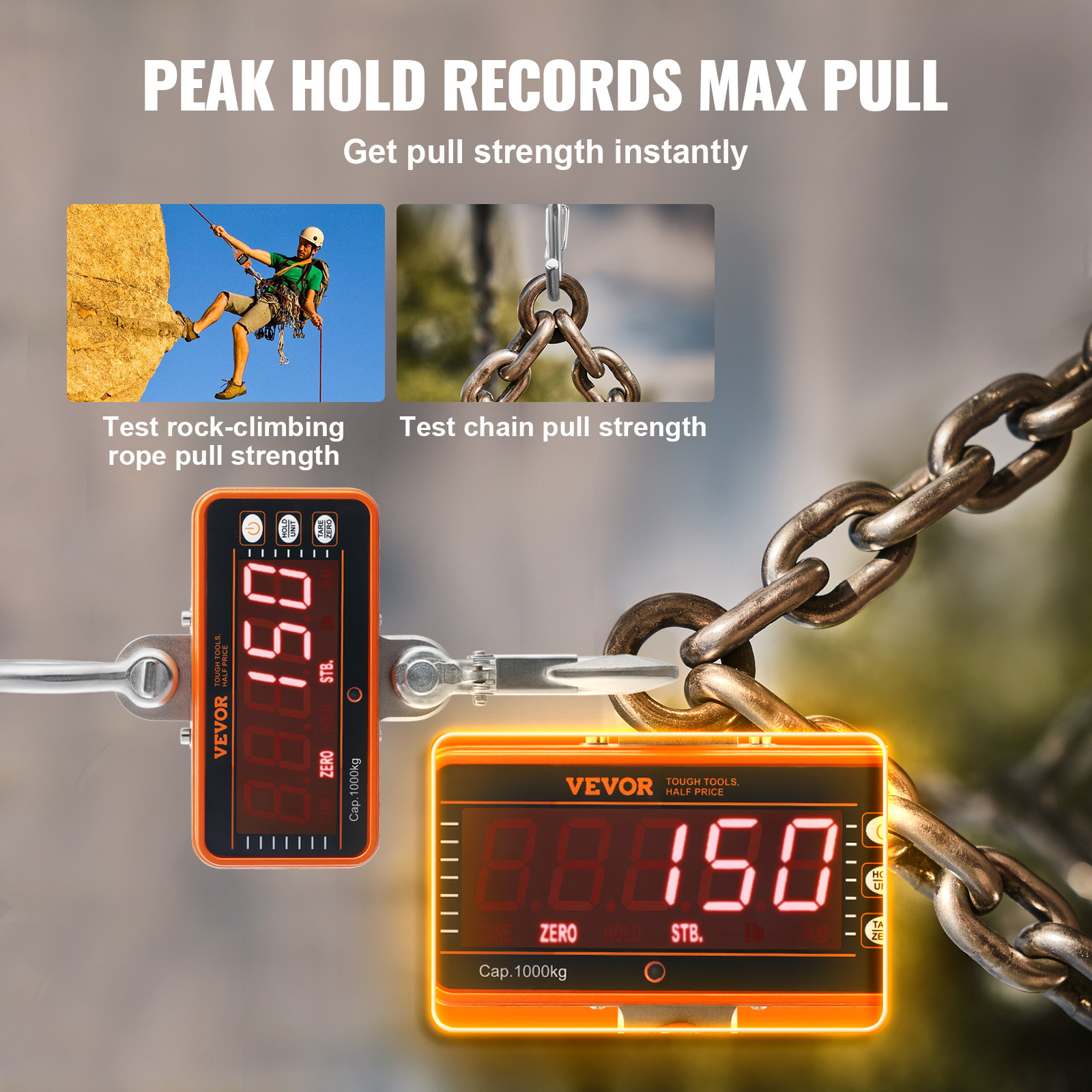 VEVOR Digital Crane Scale Industrial Hanging Scale 2200 lbs/1000 kg Heavy Duty
