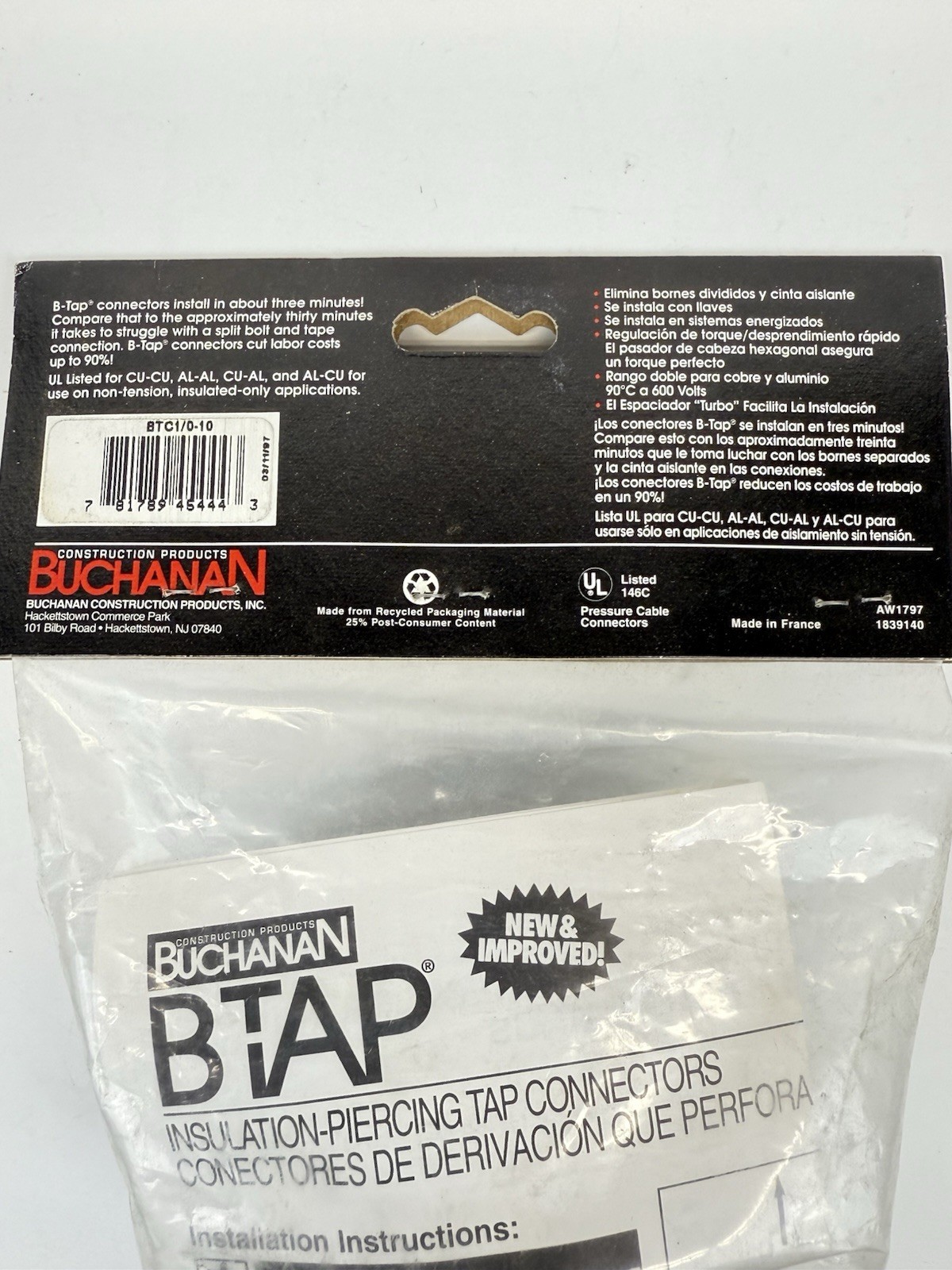 Buchanan BTC1/0-10 BTAP Insulation Piercing Tap Connector 600V AL-CU #1/0-#10