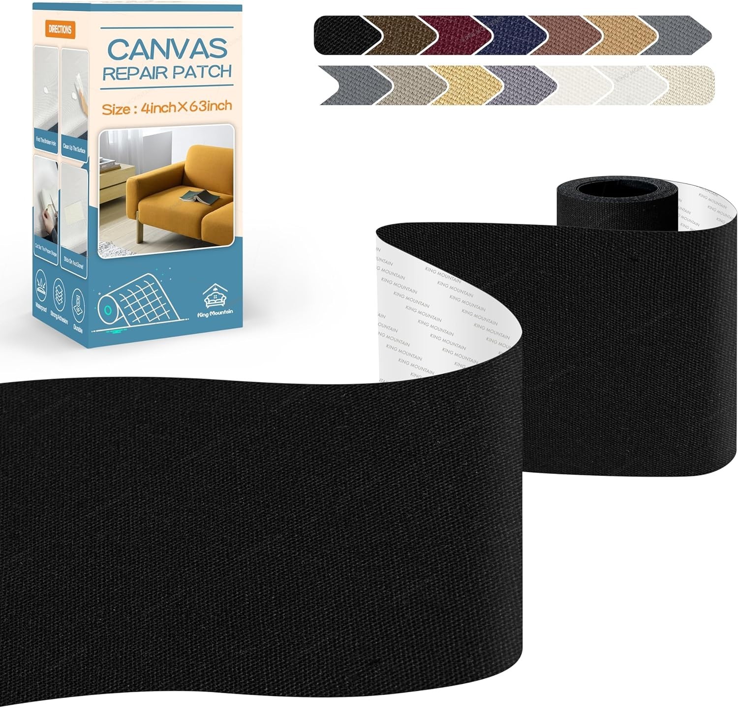 Versatile 4″x63″ Waterproof Canvas Repair Patch – Self-Adhesive for Quick Fixes