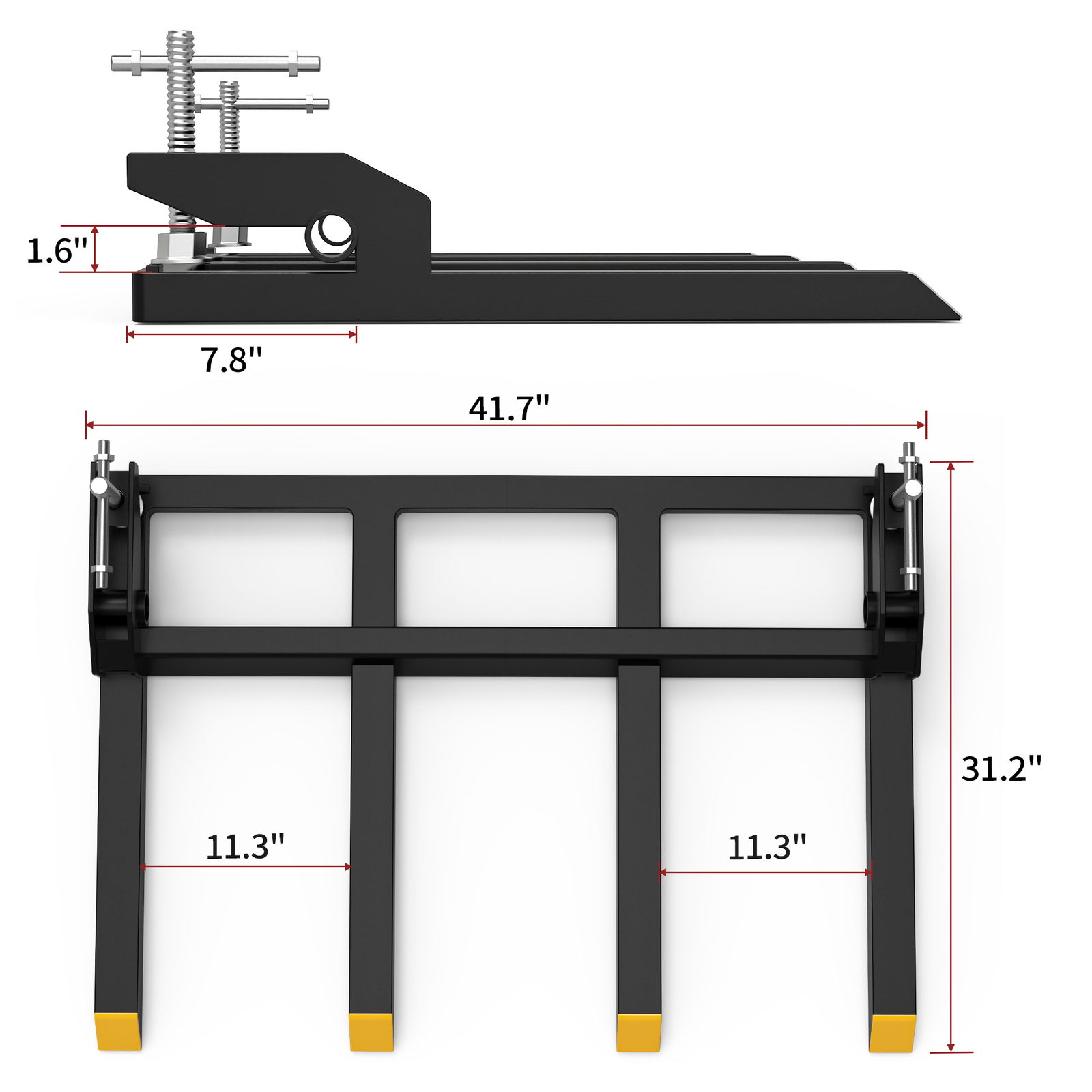 42″ Clamp on Heavy Debris Fork for Tractor Skid Steer Buckets Universal 2500lbs