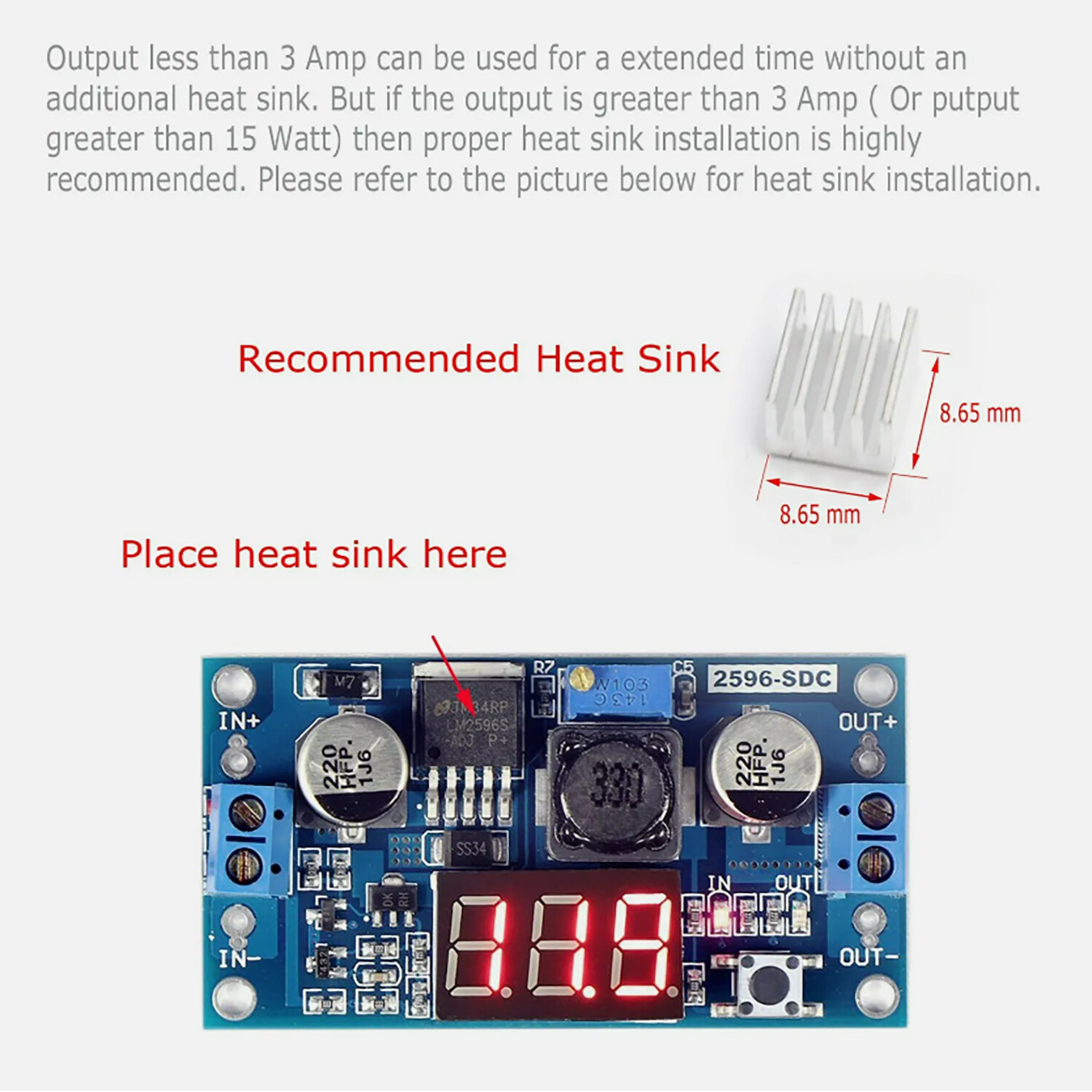 Buck Step-down LM2596 Power Converter Module DC 4.0~40 to 1.3-37V LED Voltmeter