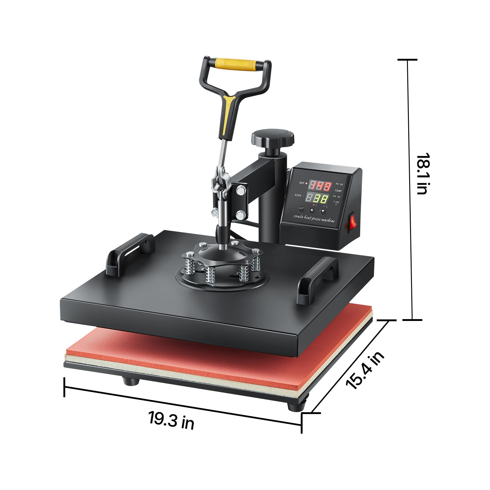 Heat Press Machine 2-In-1 15x15in Sublimation Print Transfer DIY T-shirt Cap