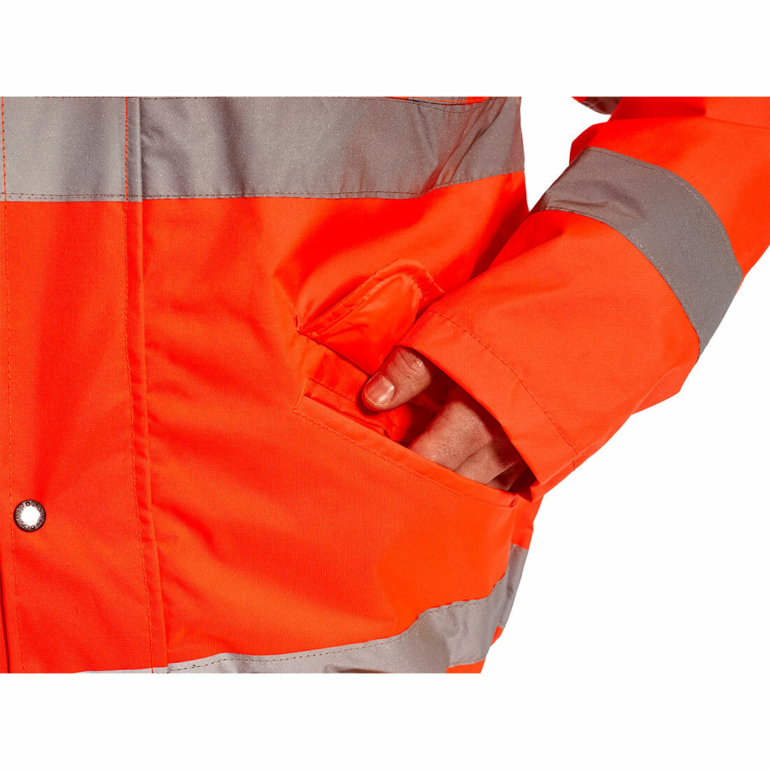 Portwest URT32 Hi Vis Reflective Safety Waterproof Hooded Bomber Jacket ANSI
