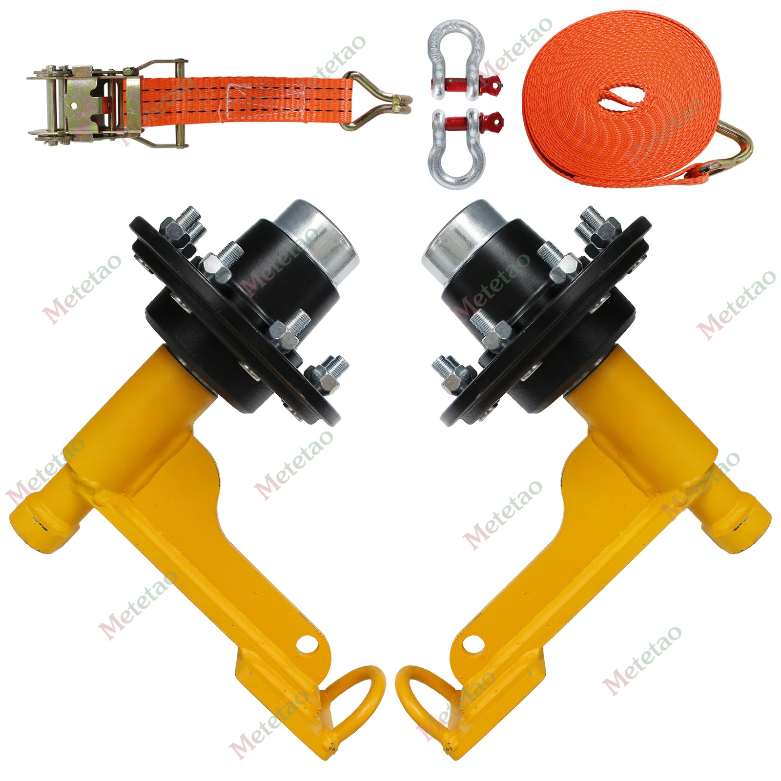 2Pack Shipping Container Wheels 8×6.5 Lug Wheels Kit with Ratchet Strap US