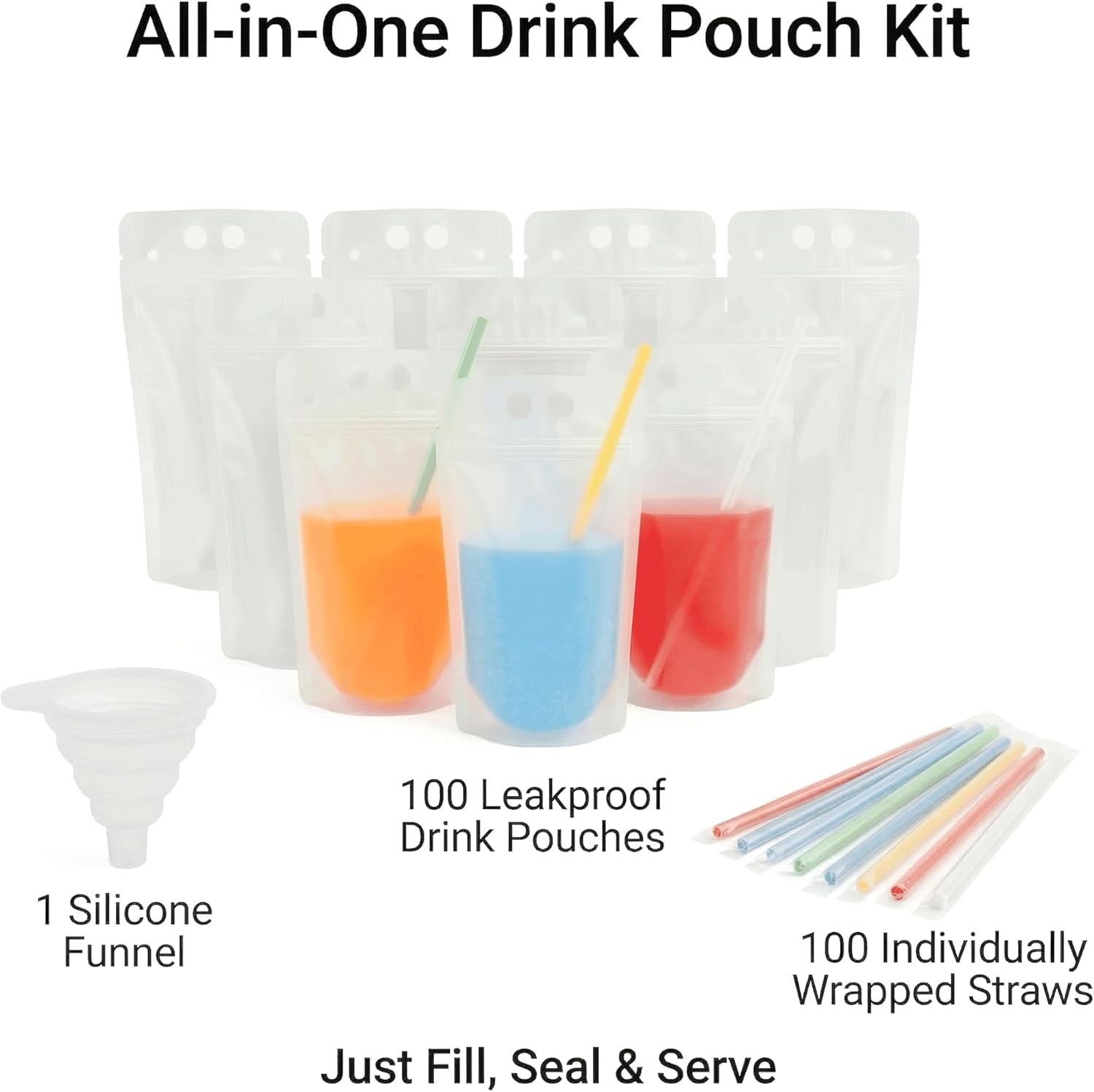 Resealable Drink Bag Set for Juice & Cocktails