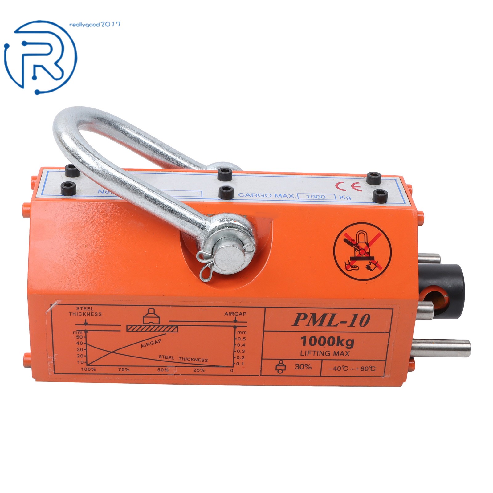Heavy Duty Magnetic Lifter, 2200lbs/1000kg Pulling Capacity, 2 Safety Factor