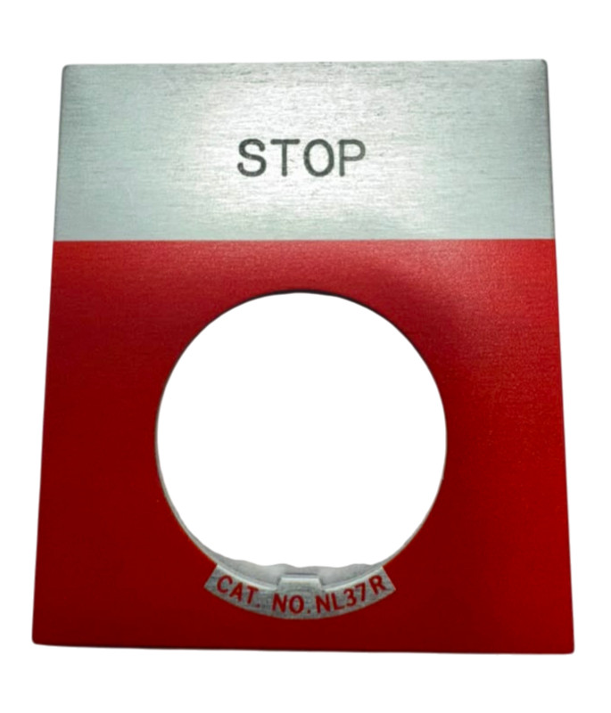 Eaton E22NL34 Red Stop Legend Plate, 22.5mm Hole, NL37R **Free Shipping**