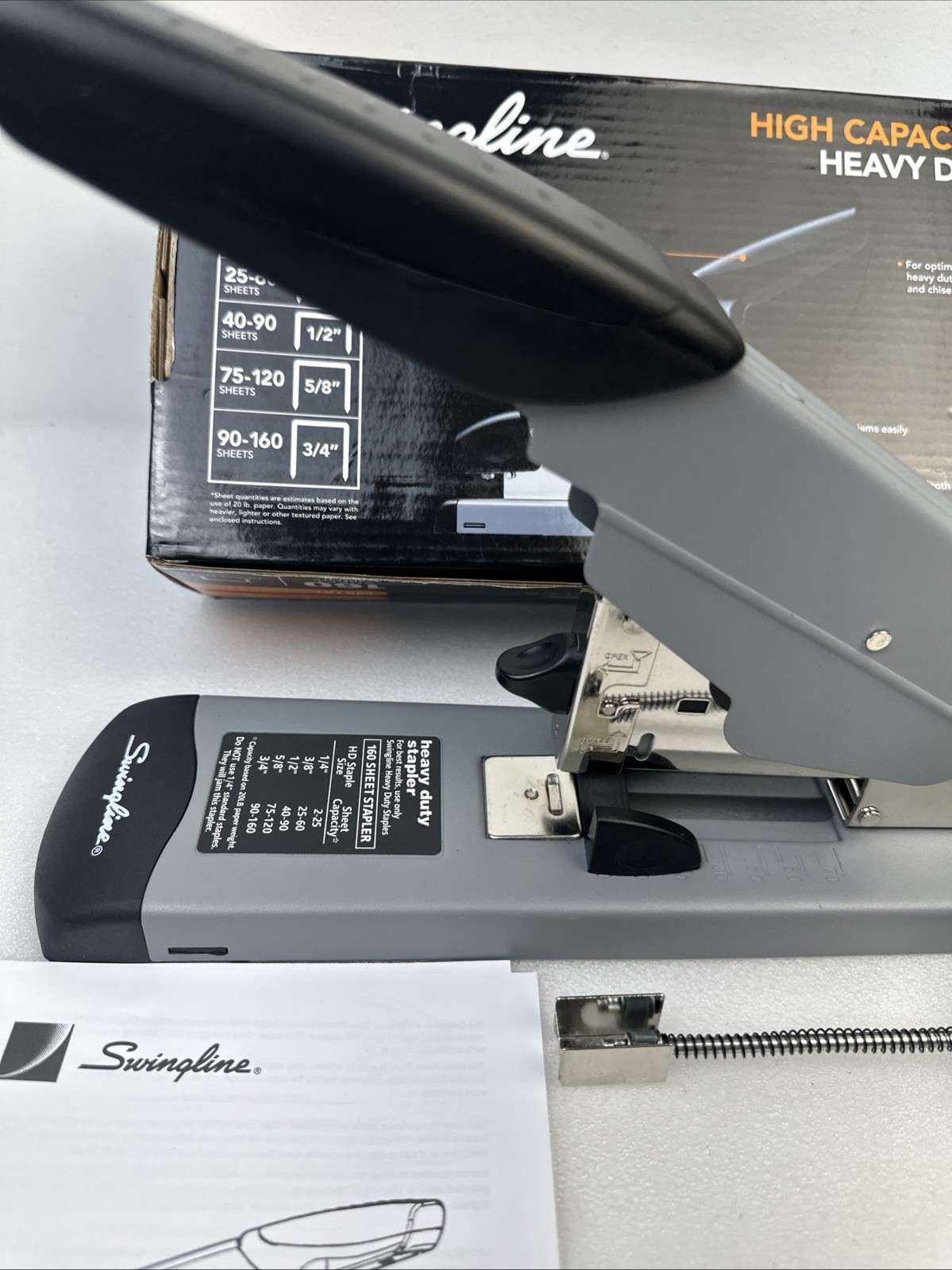 Swingline Heavy Duty Stapler, 160 Sheet Capacity, Jam Free, 160, Black/Gray