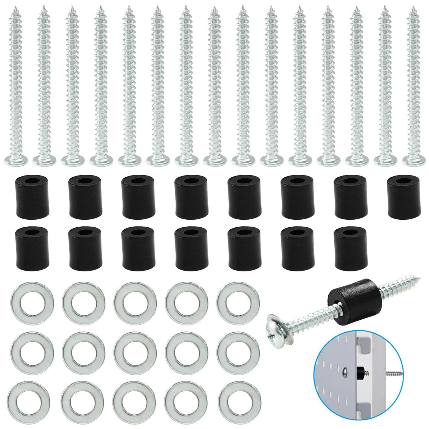 24 Set (72 Pieces) Pegboard Mounting Kit, Pegboard Spacers Pegboard Installation