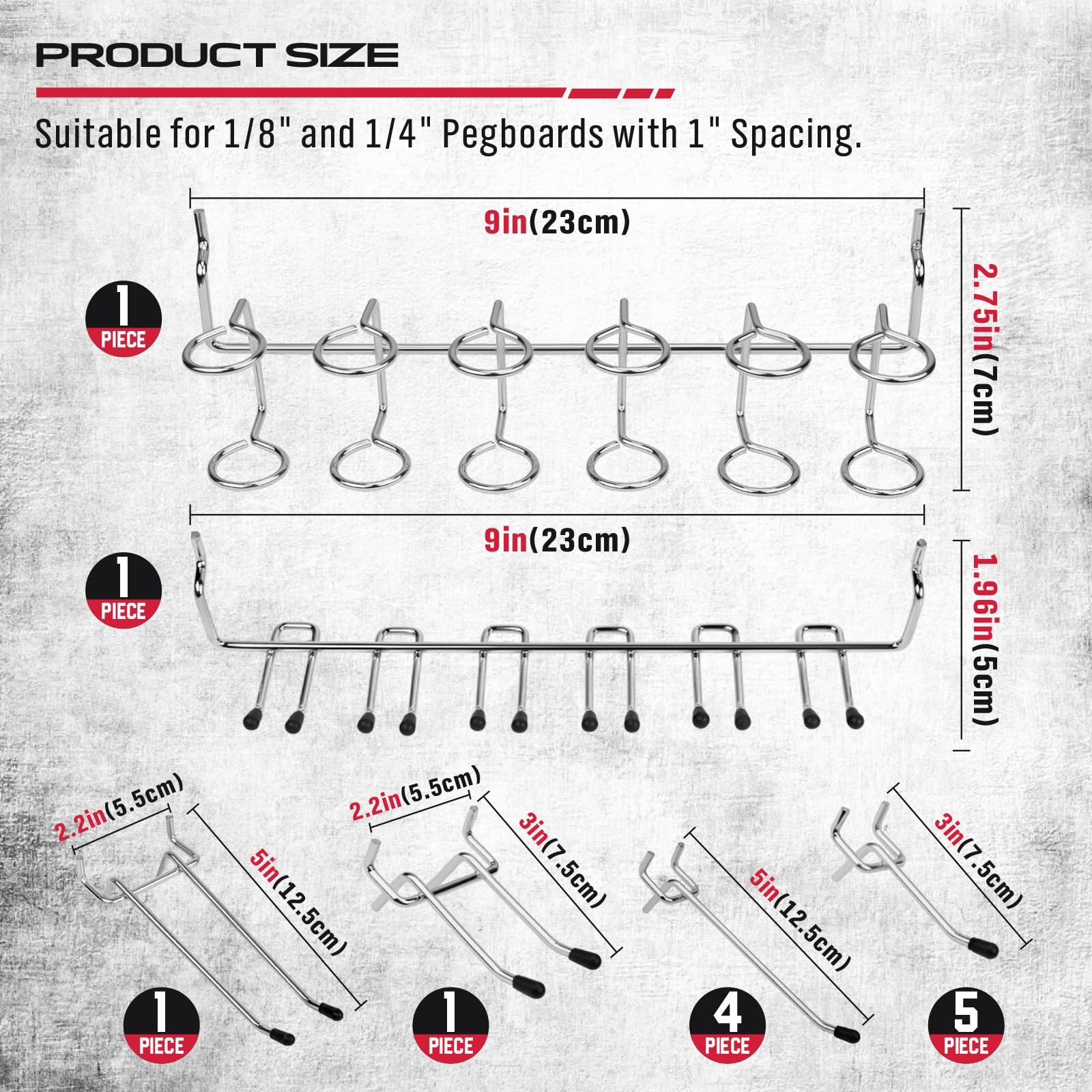 Ultimate 121-Piece Pegboard Hooks Set, Accessories with Metal Black